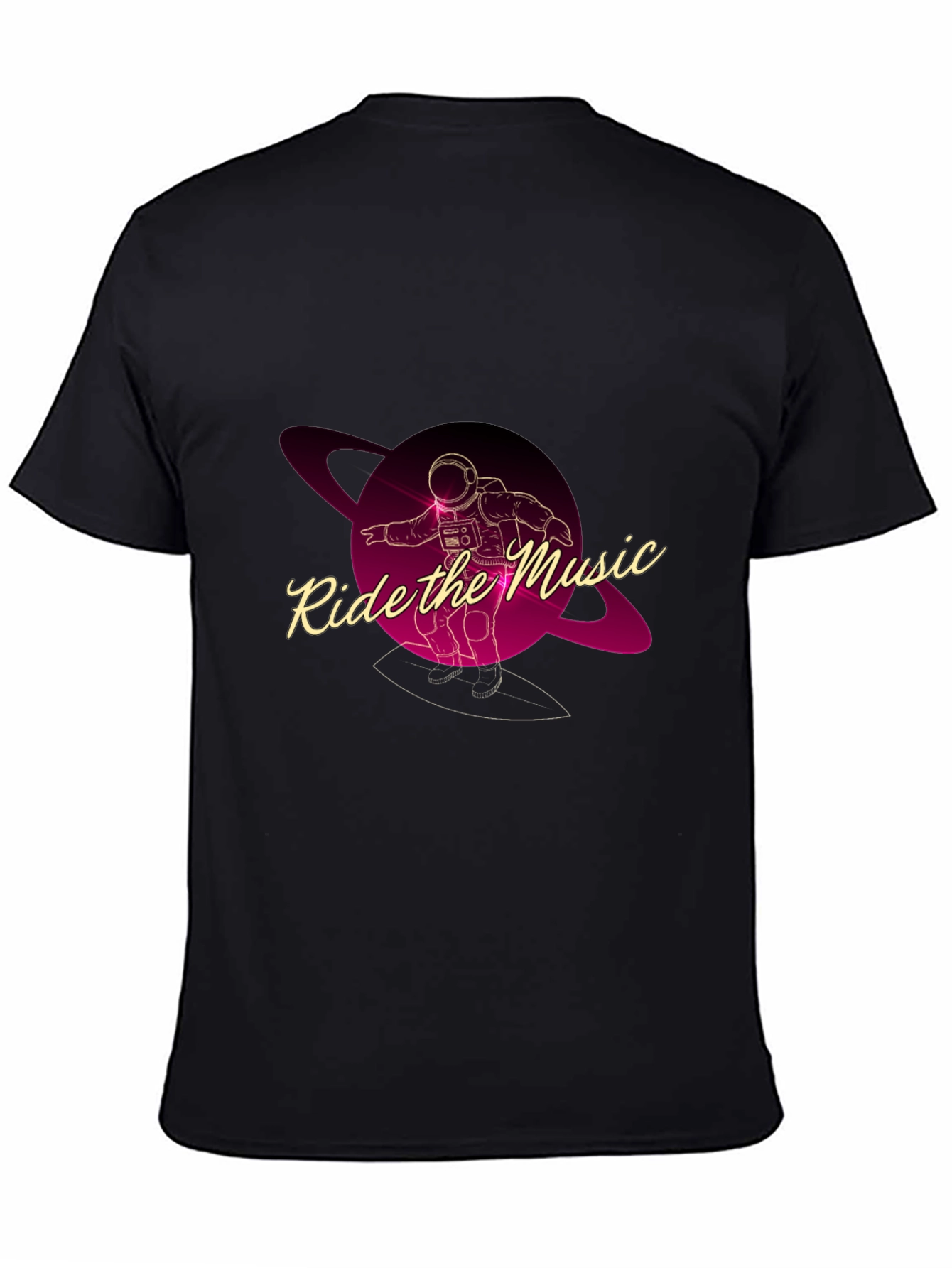 Ride the Music Graphic Tee - Astronaut Surfer T-Shirt