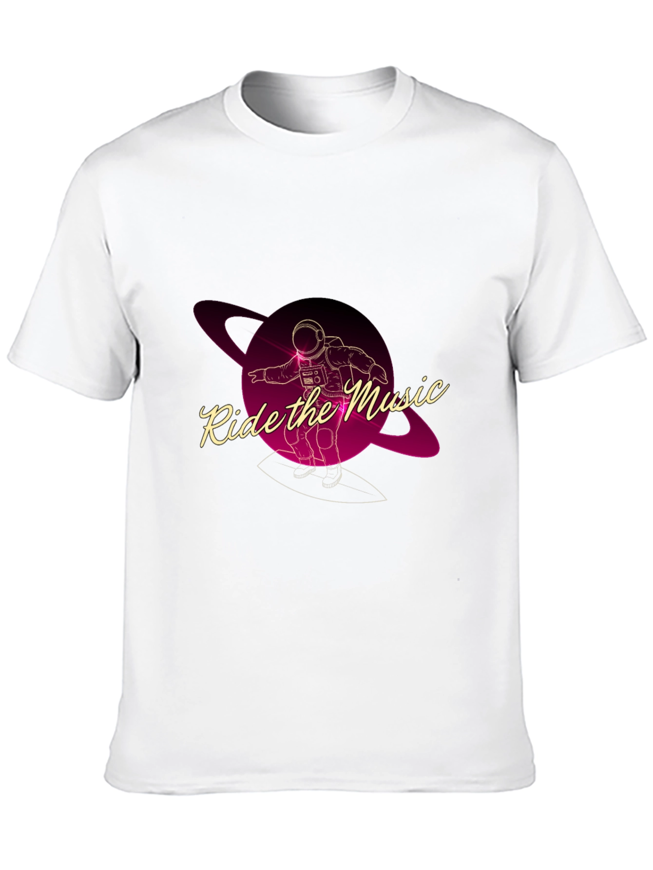 Ride the Music Graphic Tee - Astronaut Surfer T-Shirt