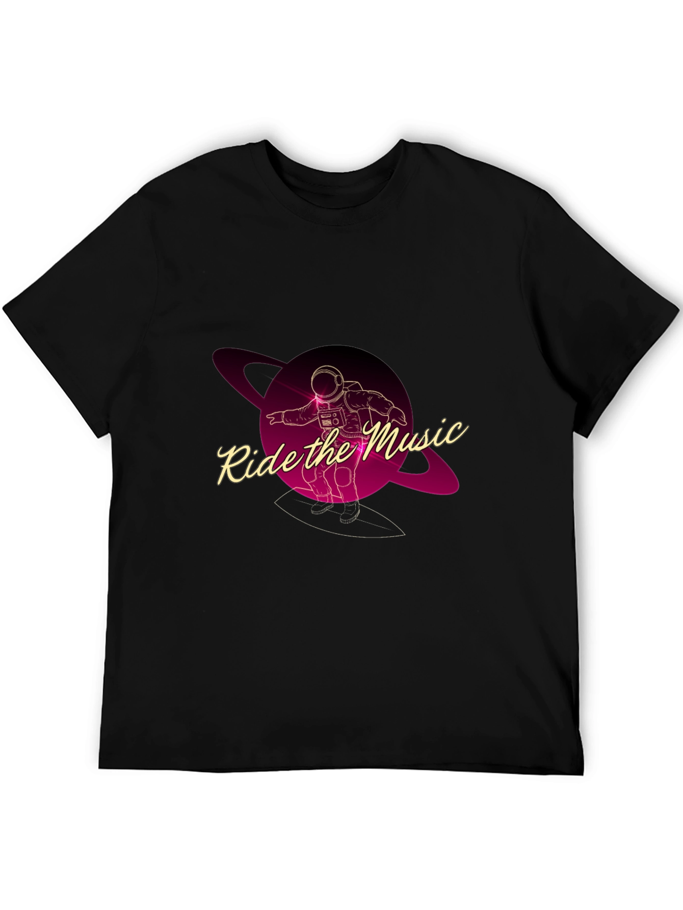 Ride the Music Graphic Tee - Astronaut Surfer T-Shirt