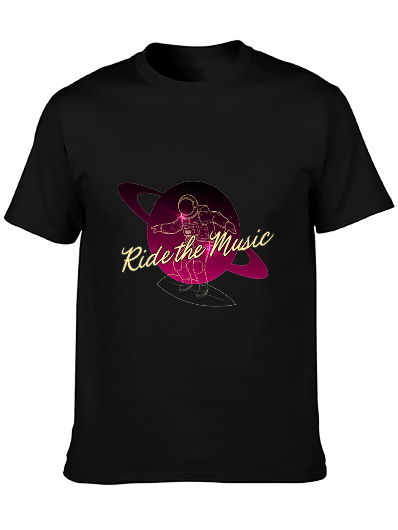 Ride the Music Graphic Tee - Astronaut Surfer T-Shirt
