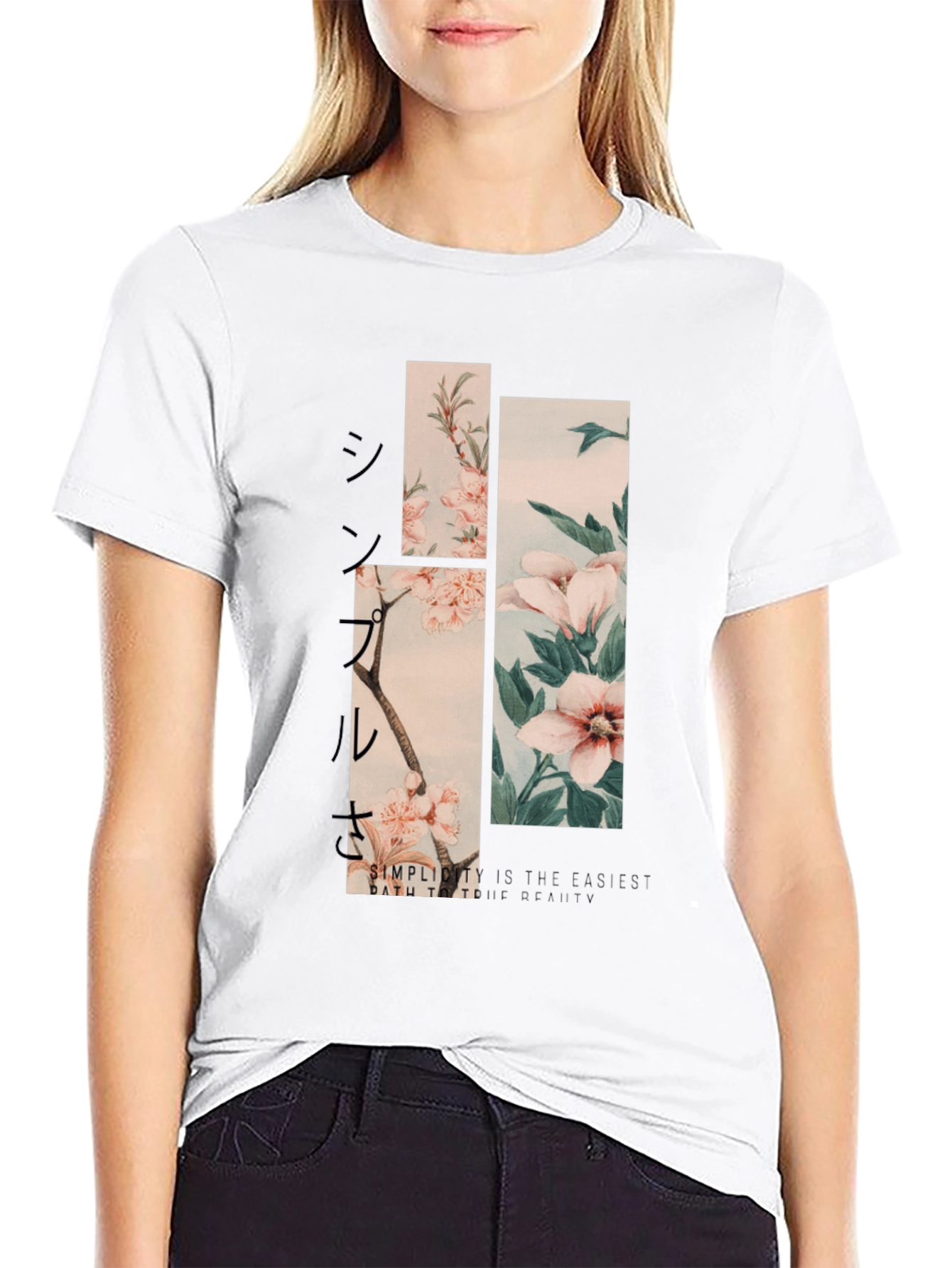Floral Simplicity Graphic T-Shirt - Black