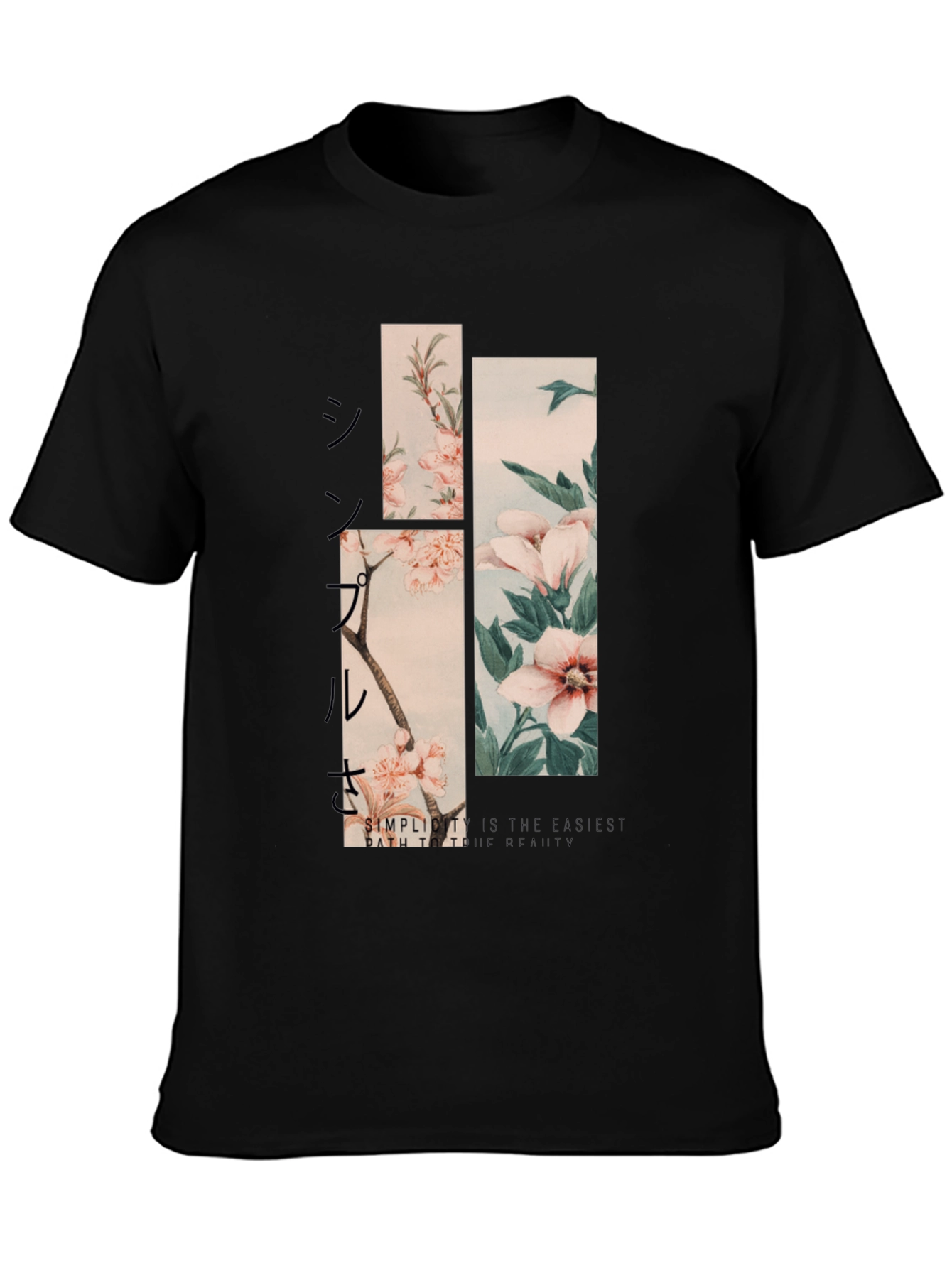 Floral Simplicity Graphic T-Shirt - Black