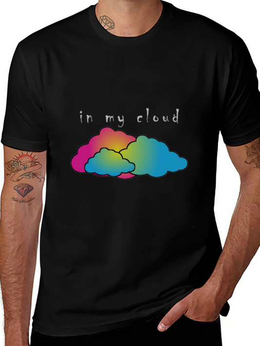 In My Cloud Black Graphic Tee - Cotton Blend Comfort