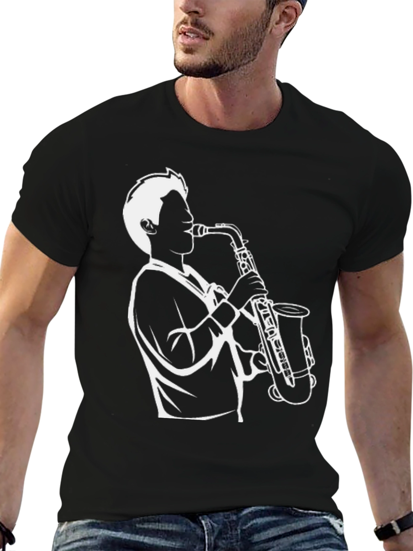 Saxophone Player Graphic Tee - Cool Jazz Musician T-Shirt