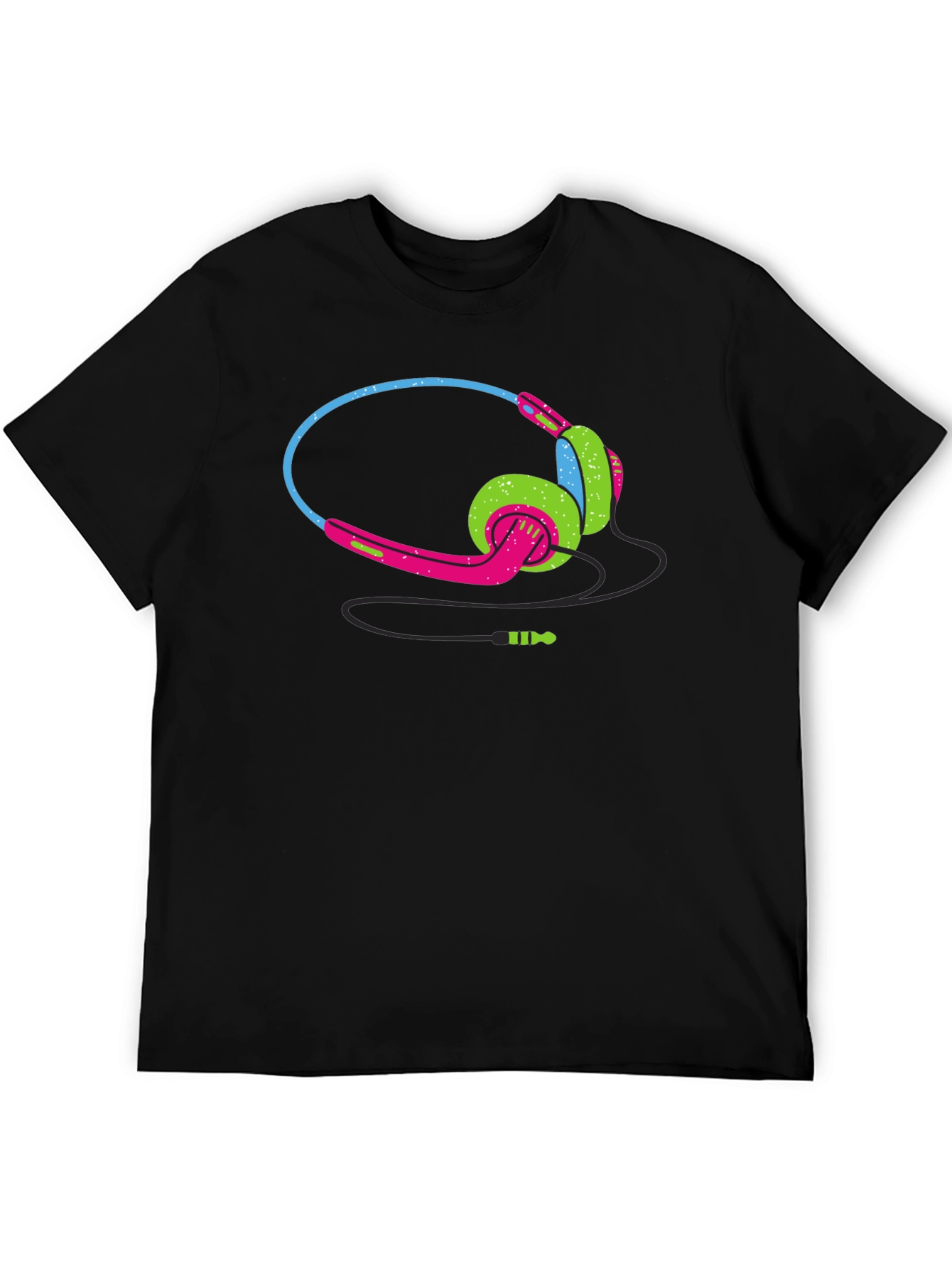 Retro Headphones Graphic Black T-Shirt