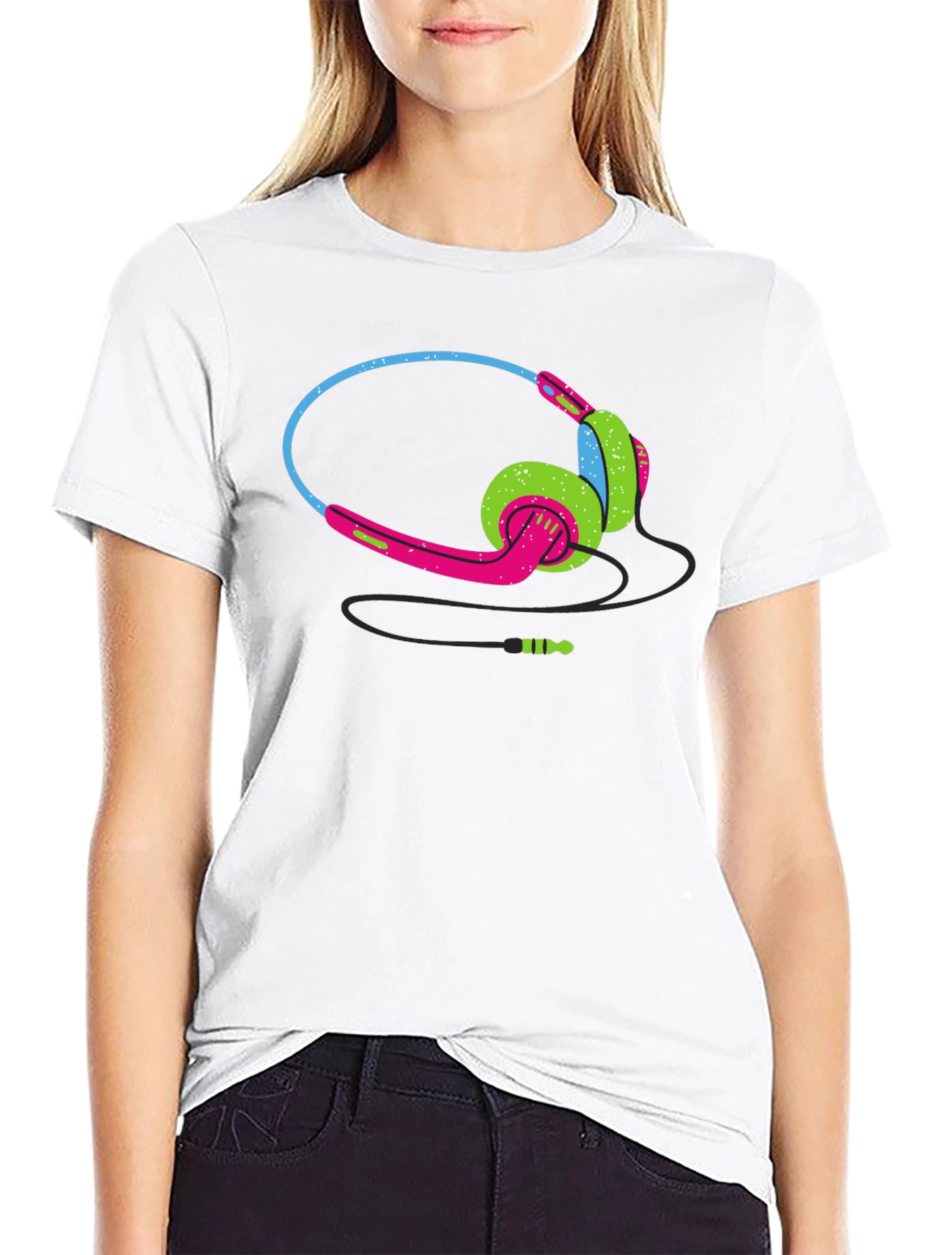 Retro Headphones Graphic Black T-Shirt