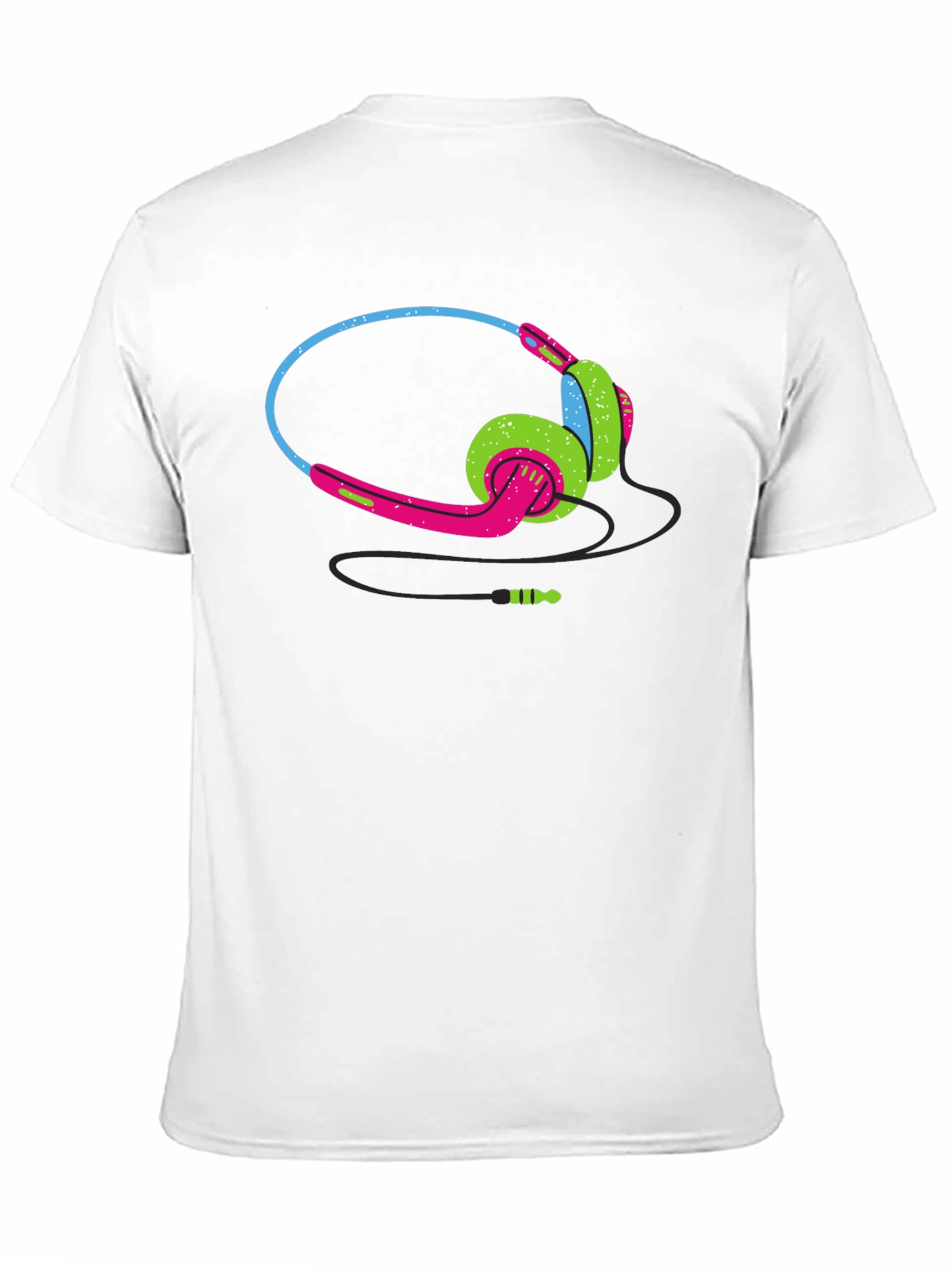 Retro Headphones Graphic Black T-Shirt