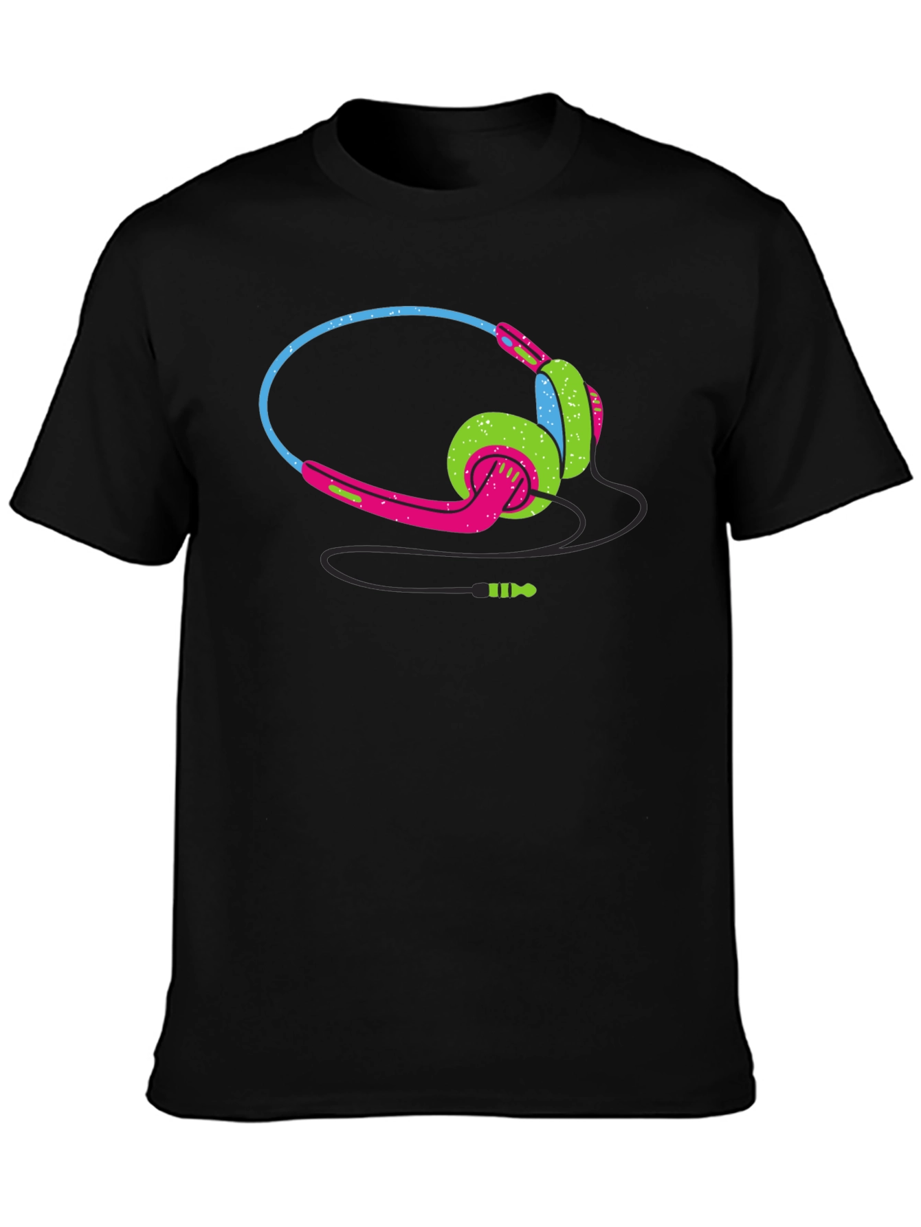 Retro Headphones Graphic Black T-Shirt