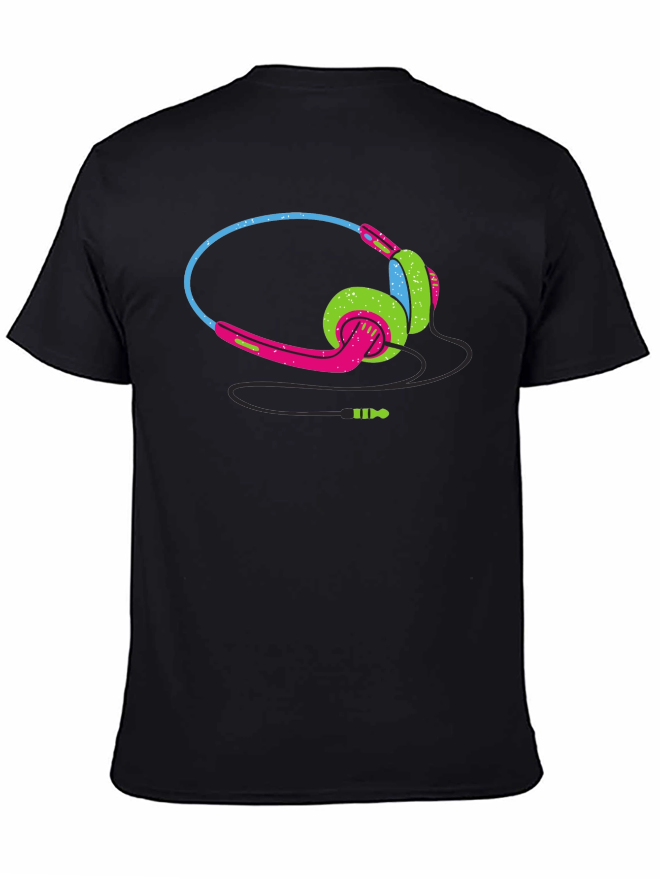 Retro Headphones Graphic Black T-Shirt