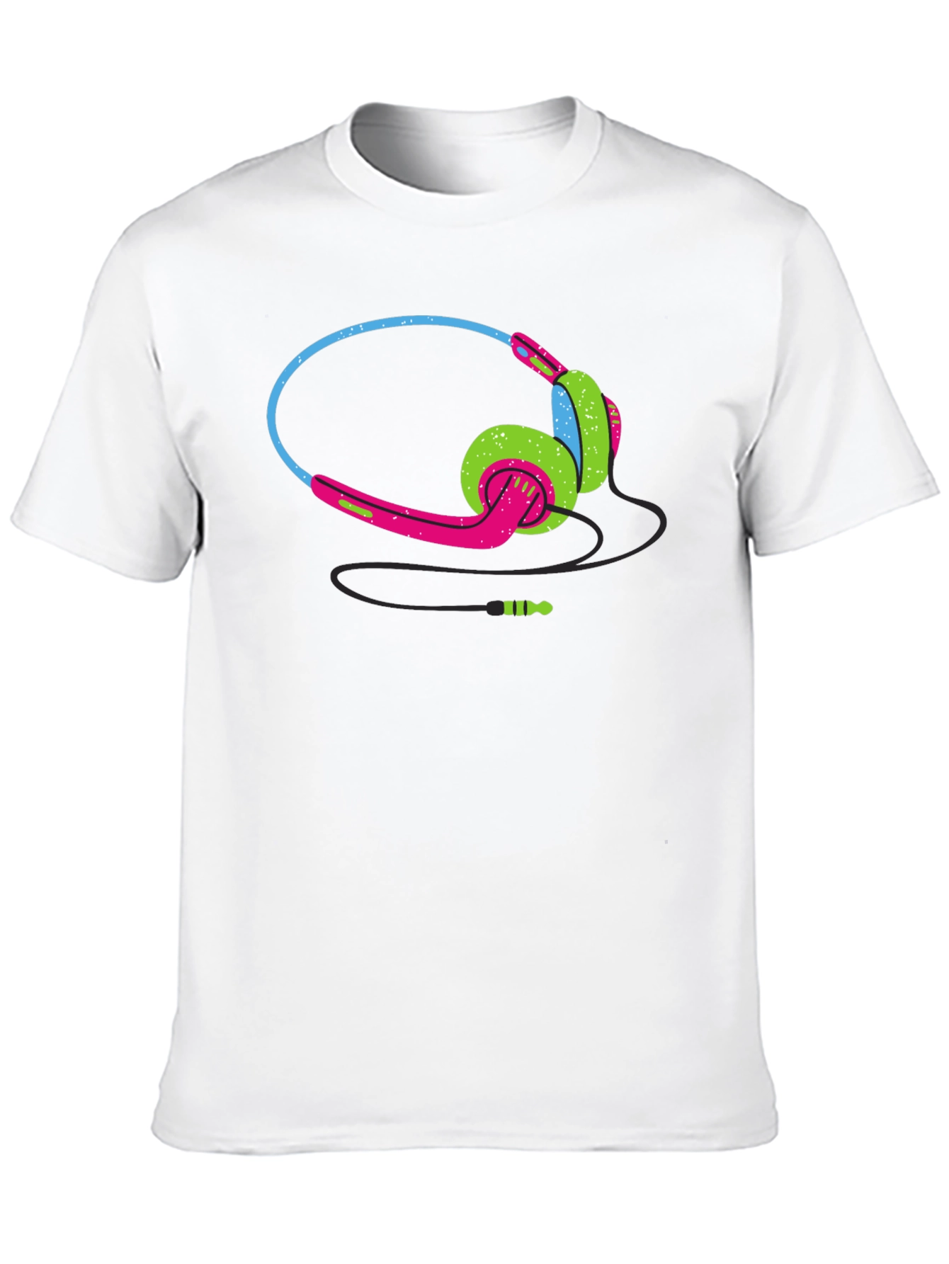 Retro Headphones Graphic Black T-Shirt