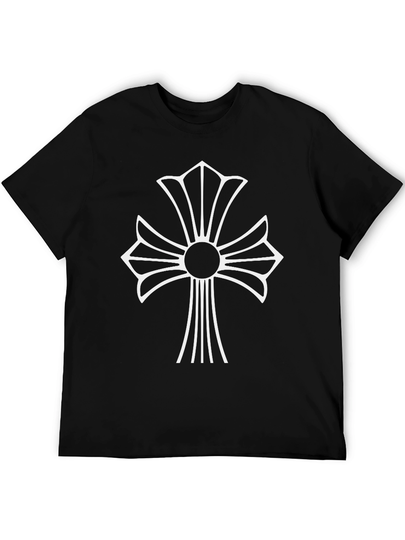 Black T-Shirt with White Cross Graphic