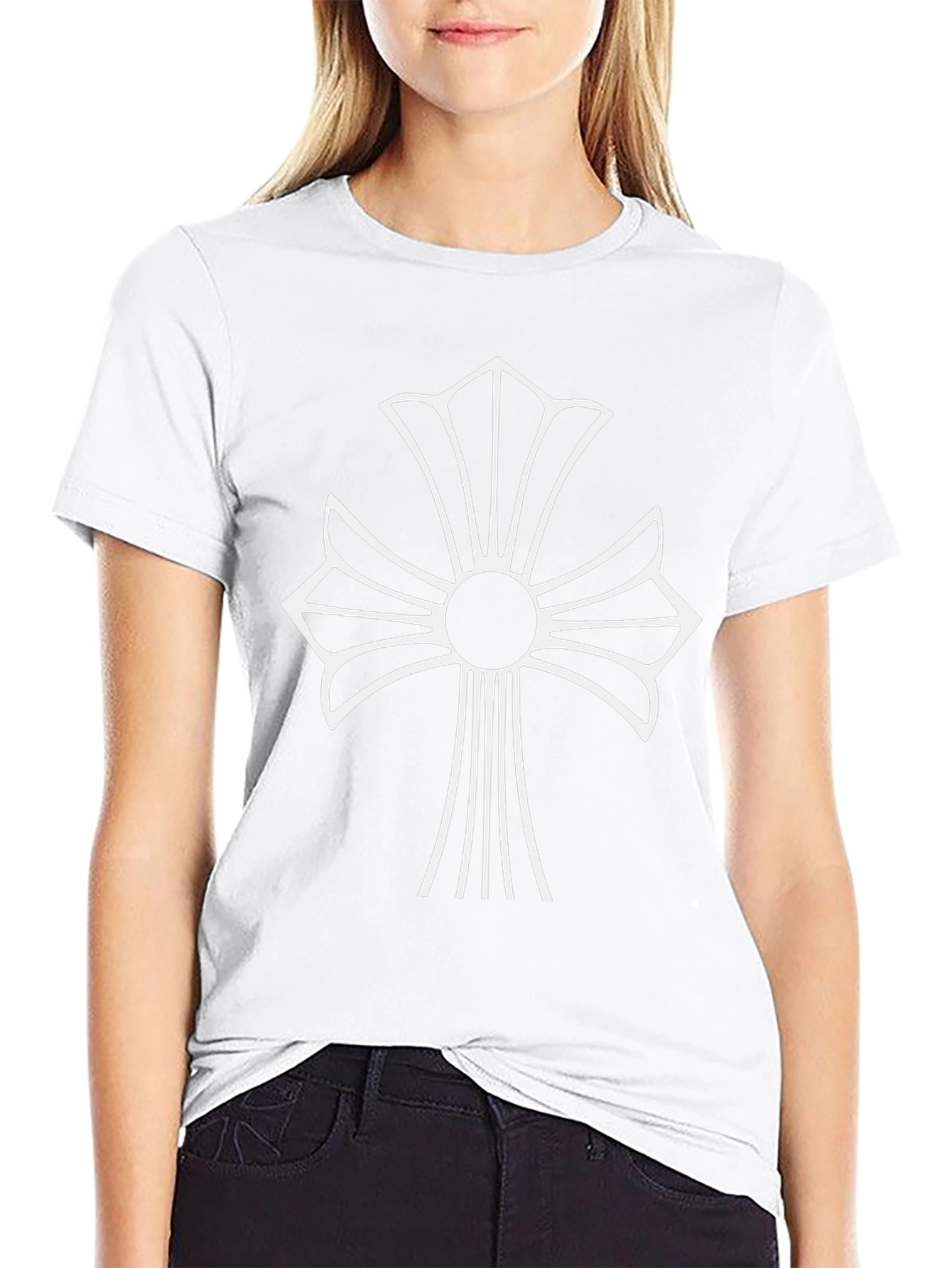 Black T-Shirt with White Cross Graphic