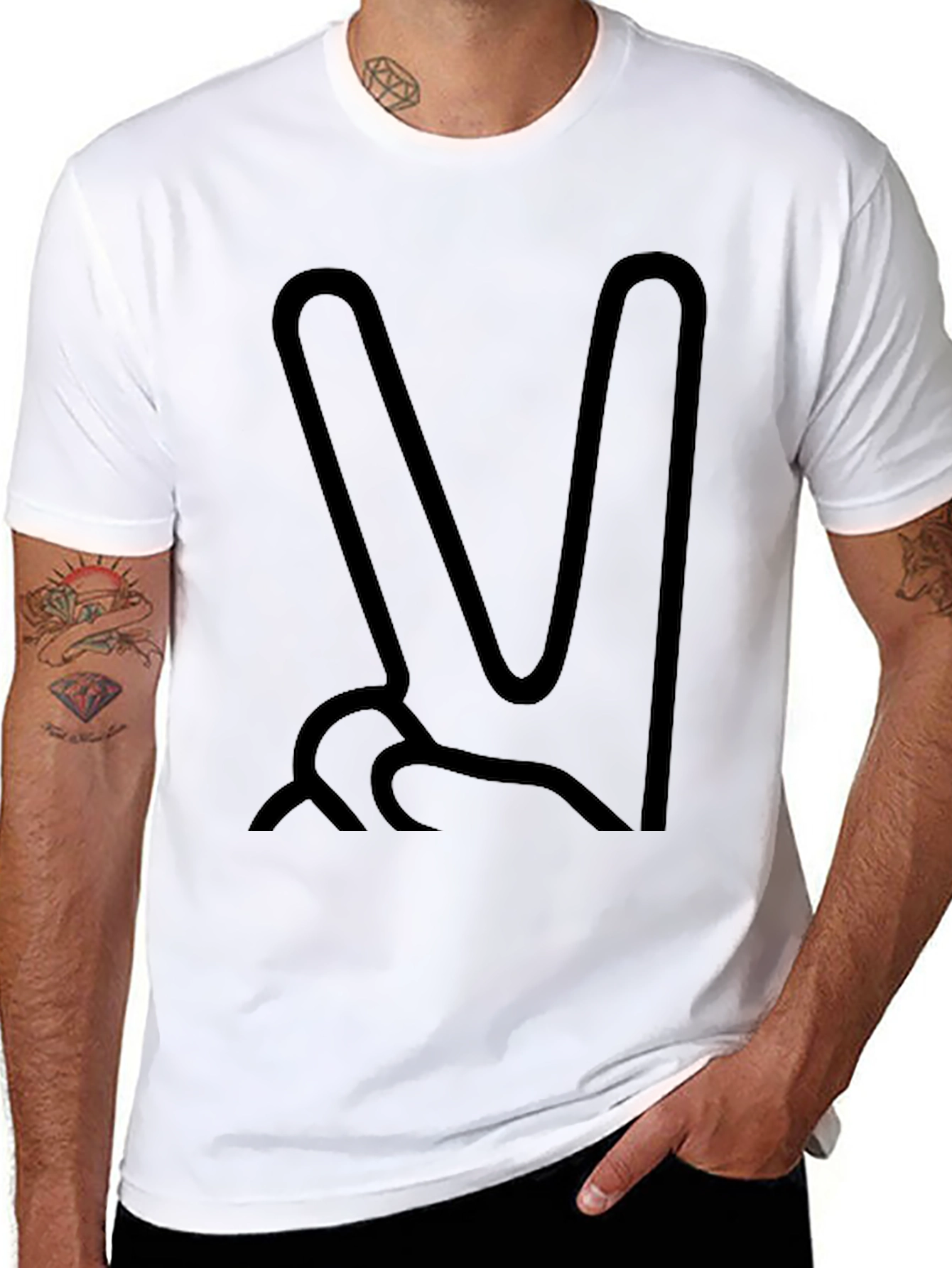 Peace Sign Graphic Tee - Mens Casual Top