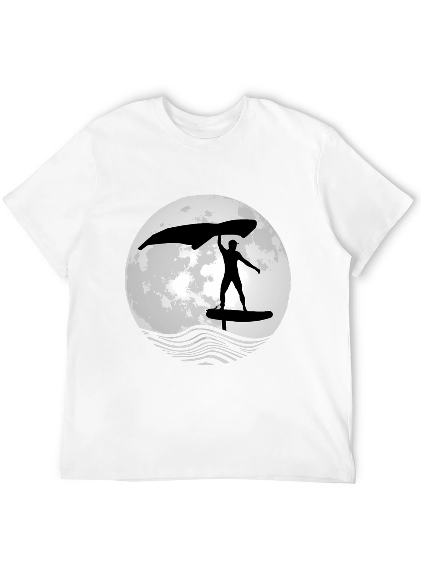 Wing Foiling T-Shirt - Moon Graphic - Black