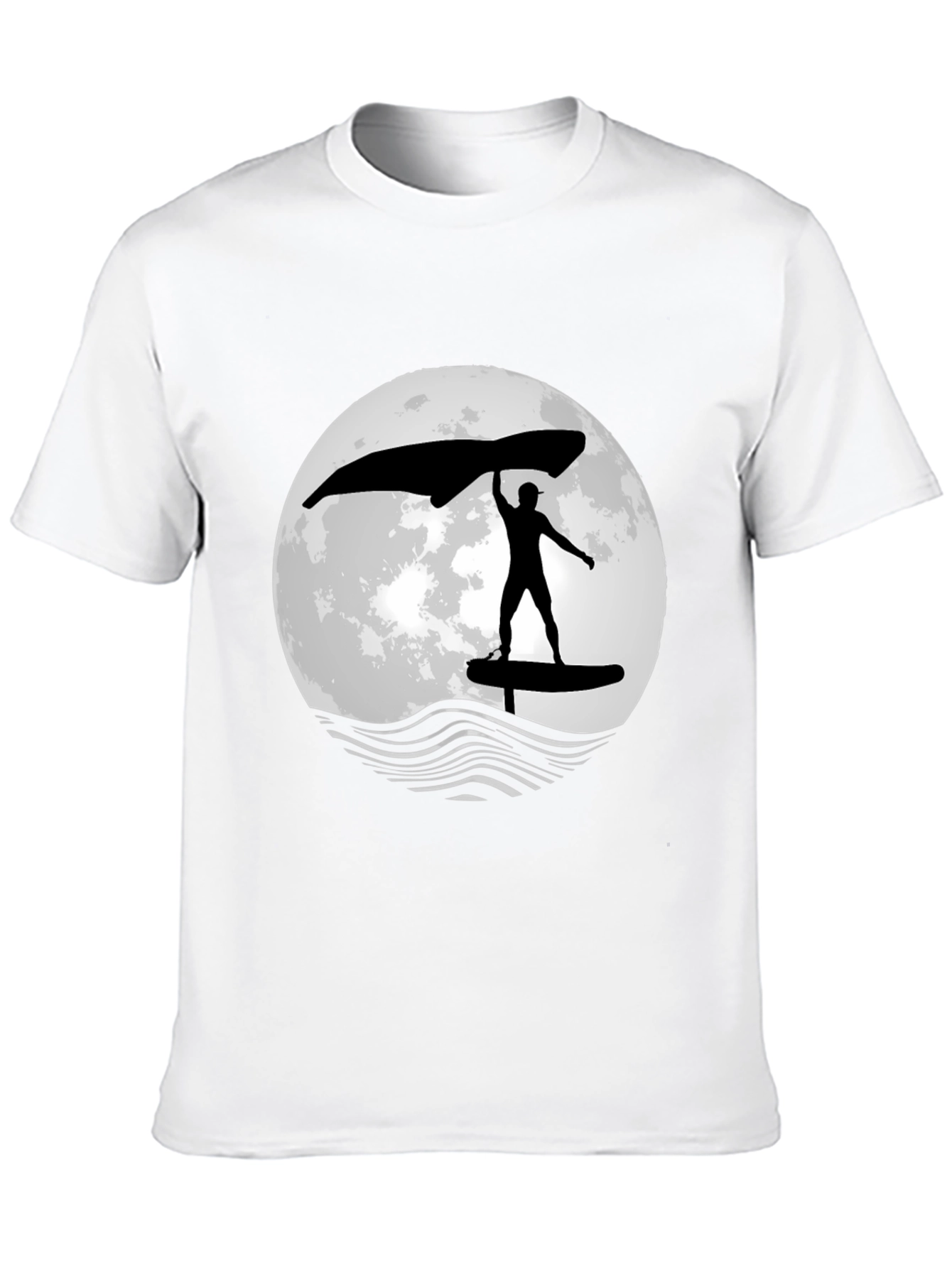 Wing Foiling T-Shirt - Moon Graphic - Black