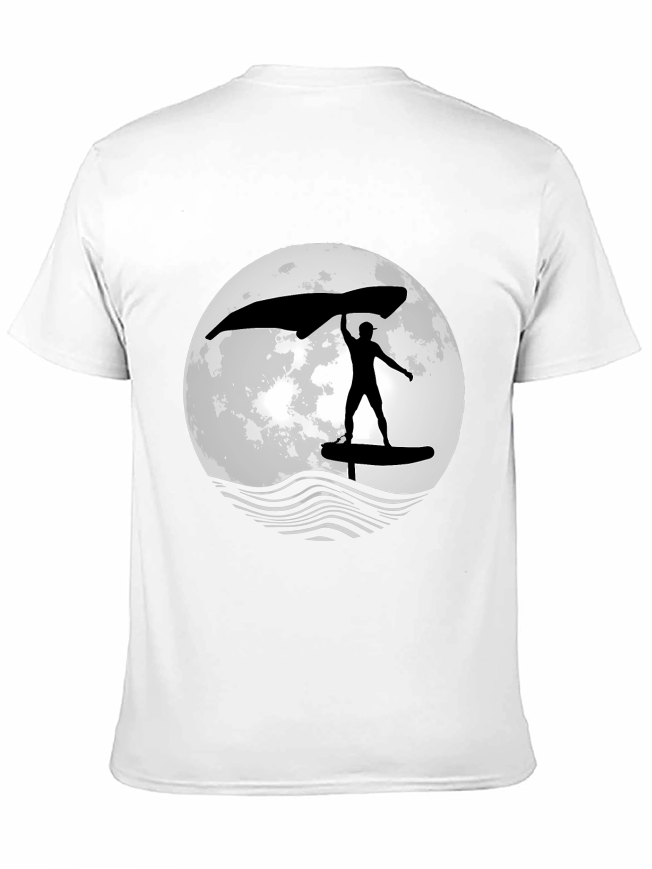 Wing Foiling T-Shirt - Moon Graphic - Black