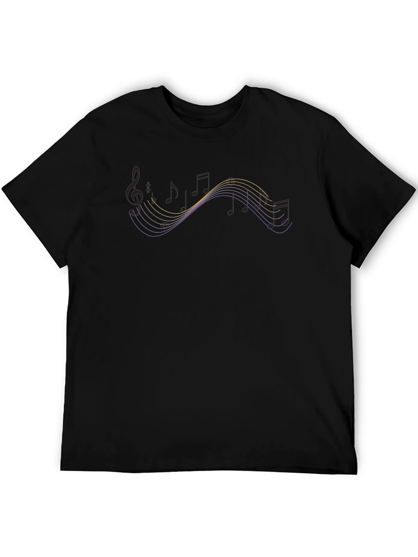 Musical Notes Graphic Black T-Shirt