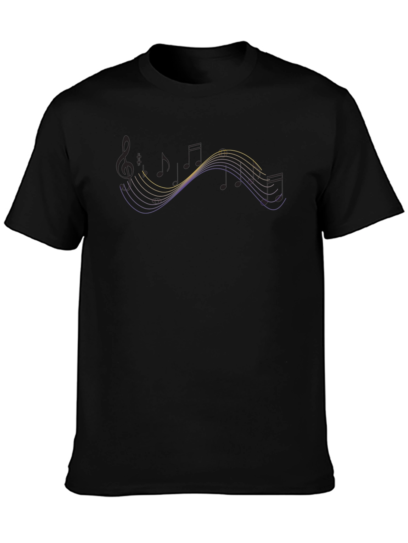 Musical Notes Graphic Black T-Shirt