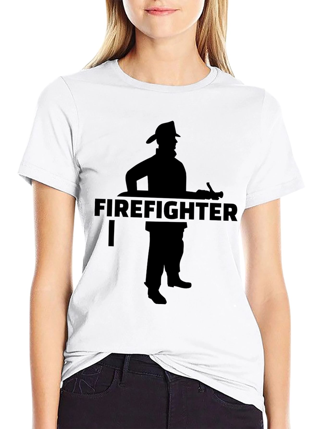 Firefighter Silhouette Graphic Tee - Black