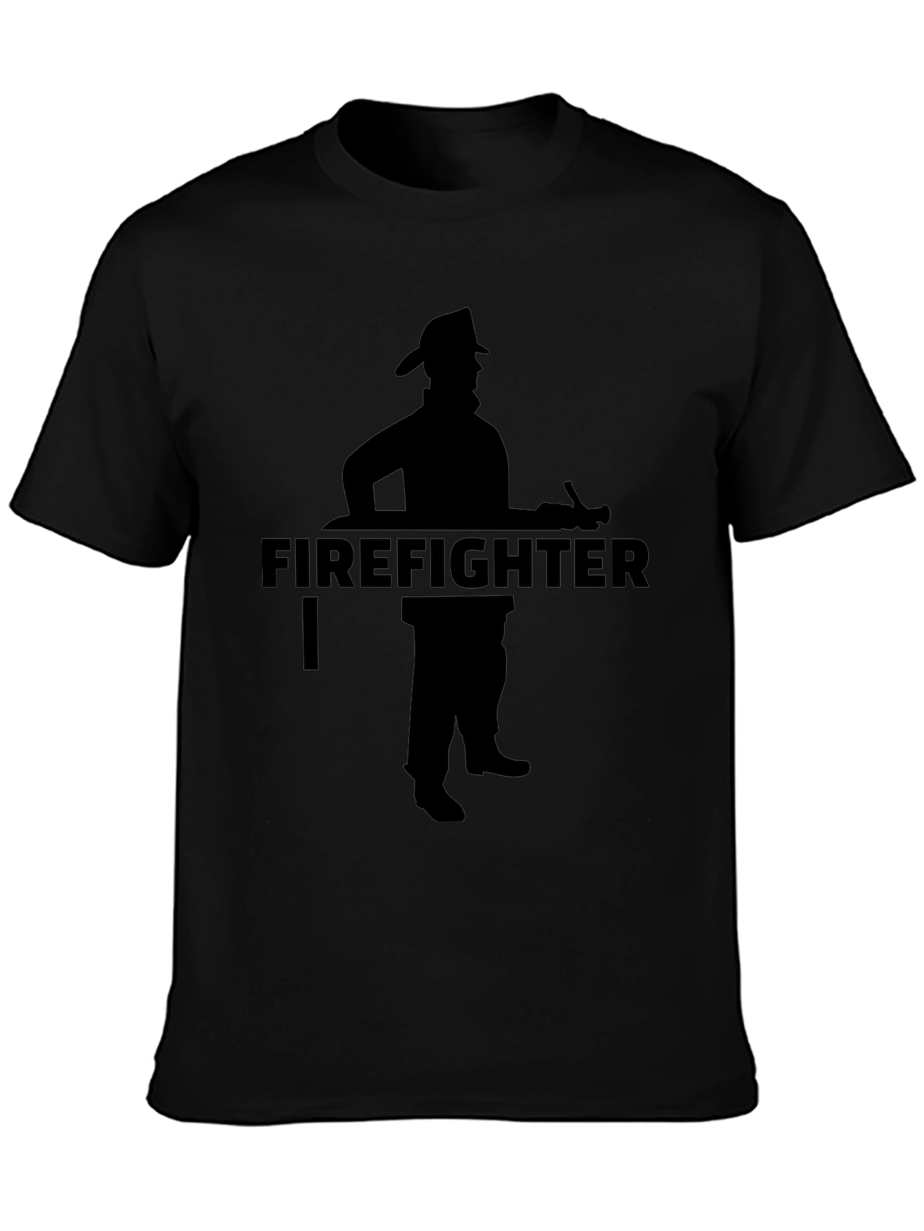 Firefighter Silhouette Graphic Tee - Black