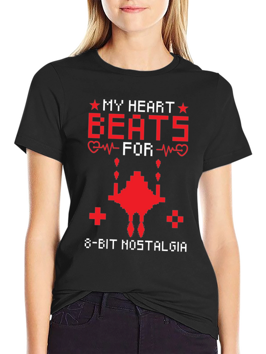 8-Bit Nostalgia T-Shirt Retro Gaming Heartbeat Tee