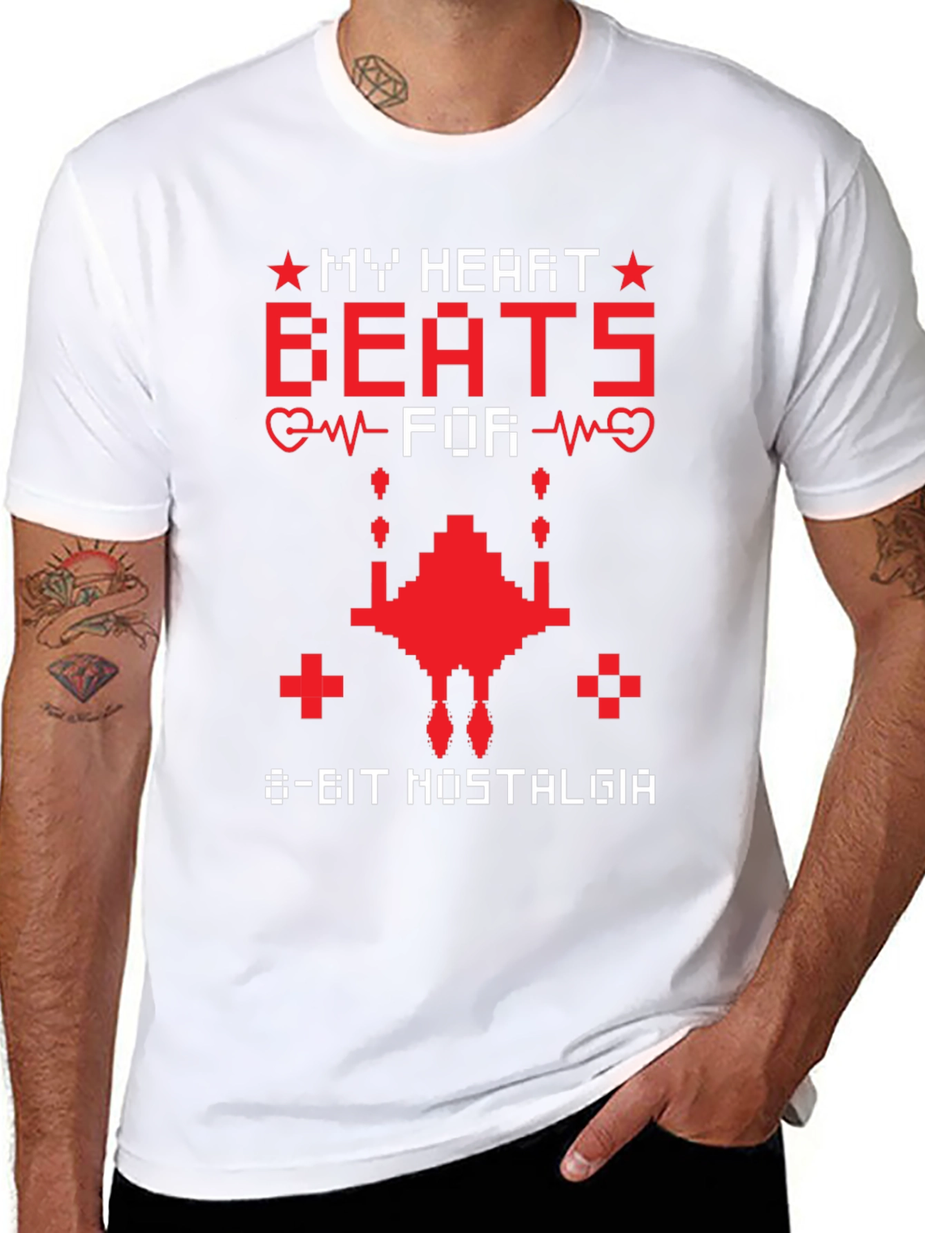 8-Bit Nostalgia T-Shirt Retro Gaming Heartbeat Tee