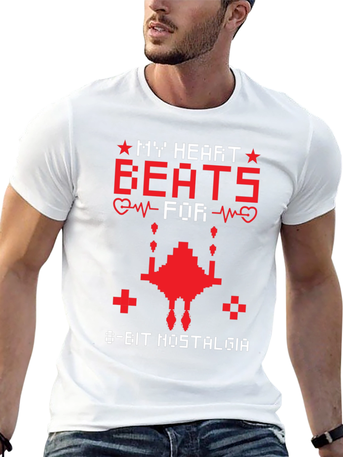 8-Bit Nostalgia T-Shirt Retro Gaming Heartbeat Tee