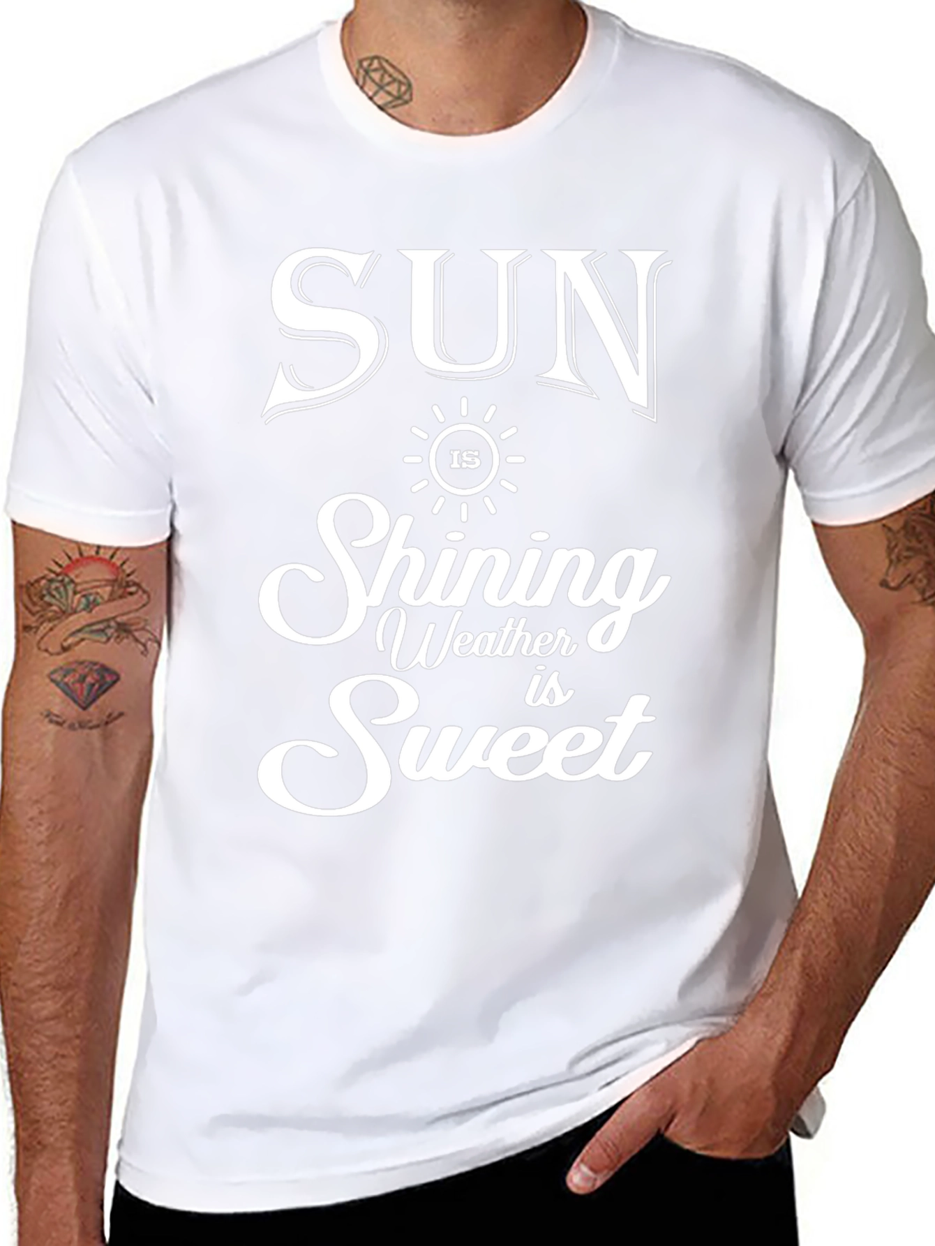 Sun Shining Weather is Sweet Black Graphic T-Shirt