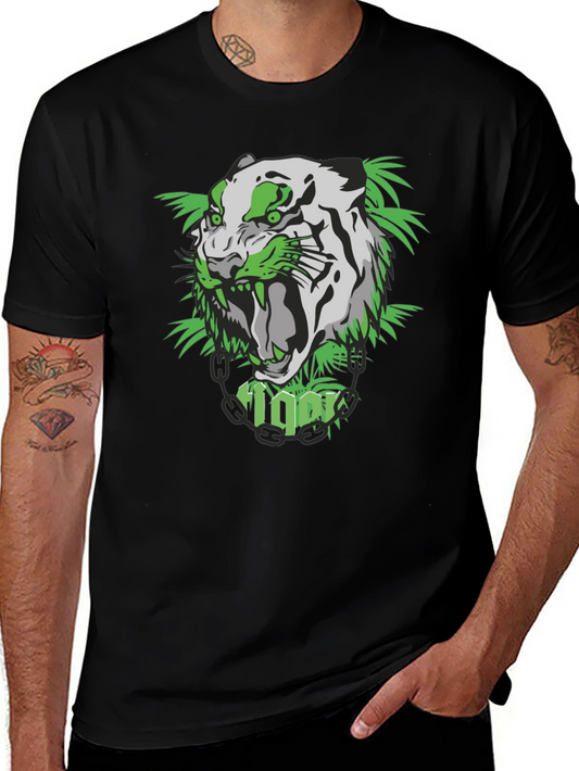 Tiger Graphic Tee - Black Short Sleeve Crew Neck