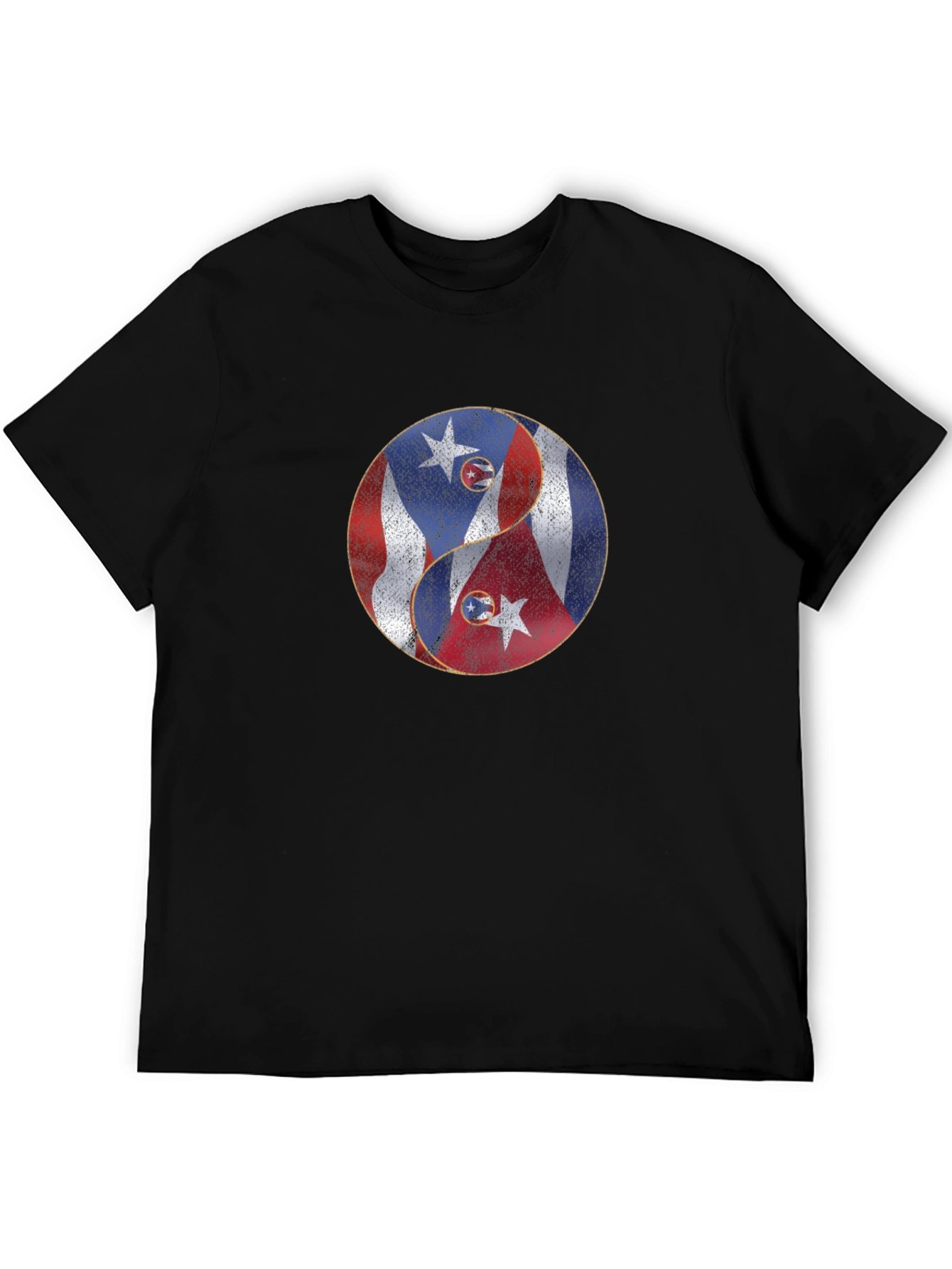 Yin Yang Puerto Rico Cuba Flag Graphic T-Shirt