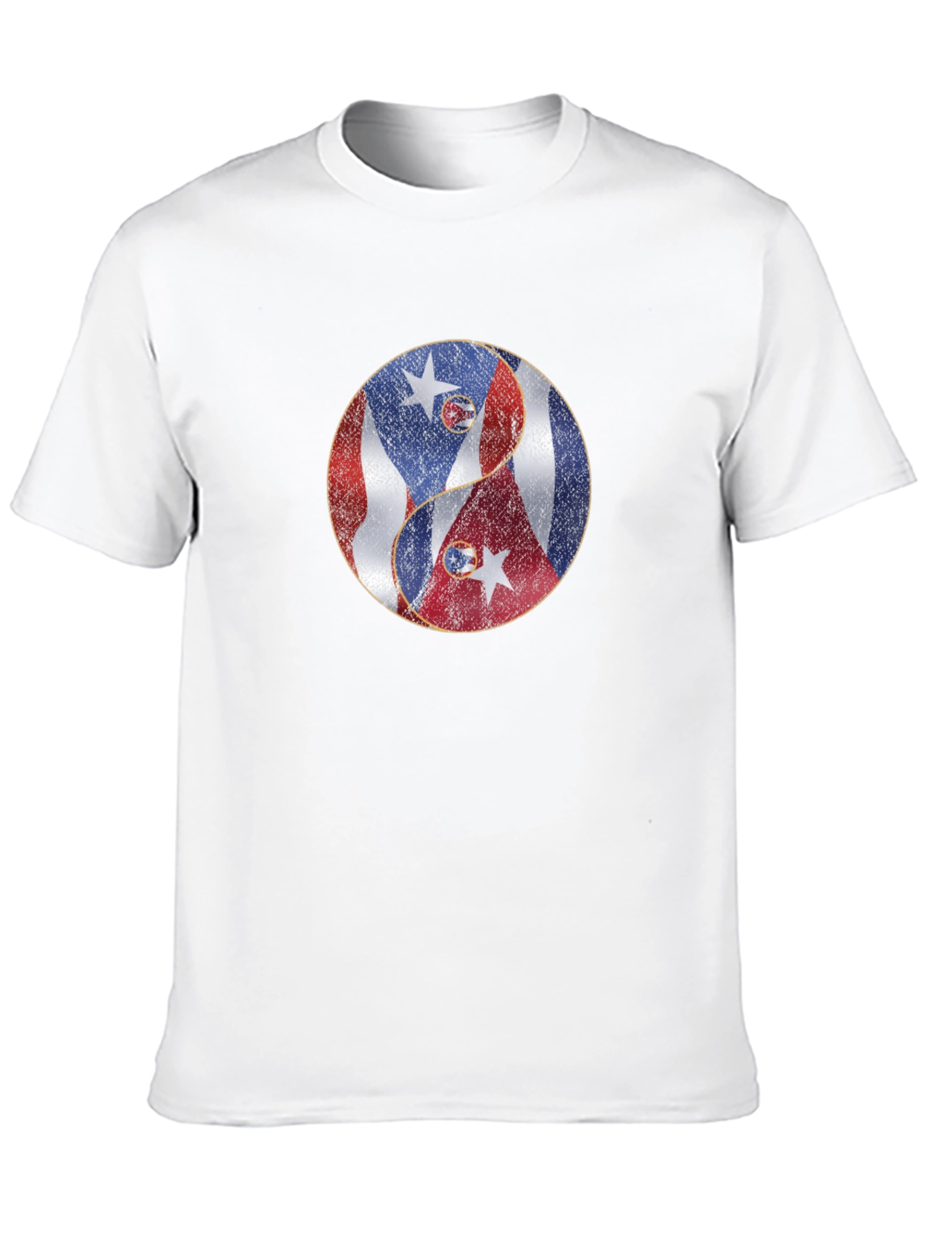 Yin Yang Puerto Rico Cuba Flag Graphic T-Shirt
