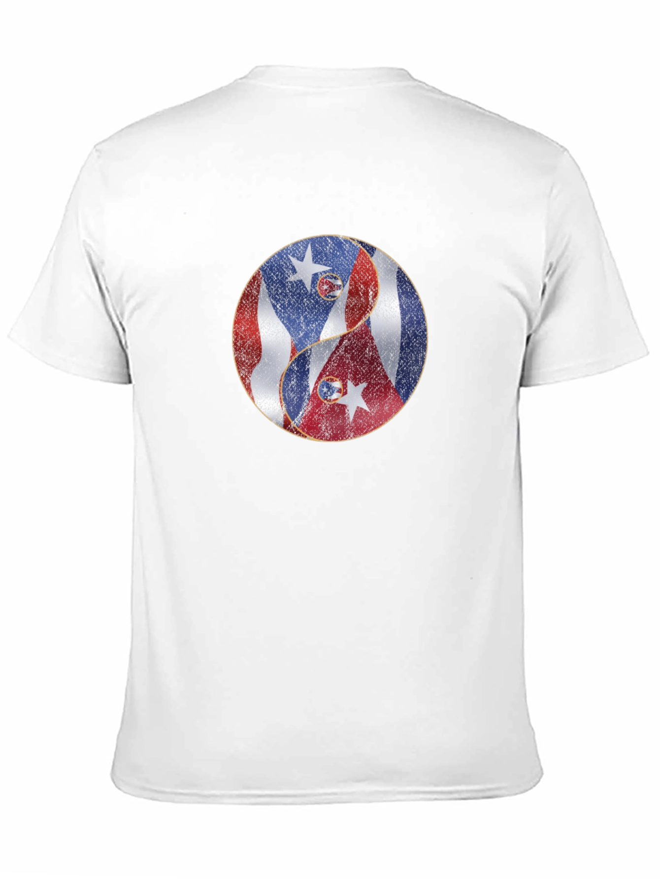 Yin Yang Puerto Rico Cuba Flag Graphic T-Shirt