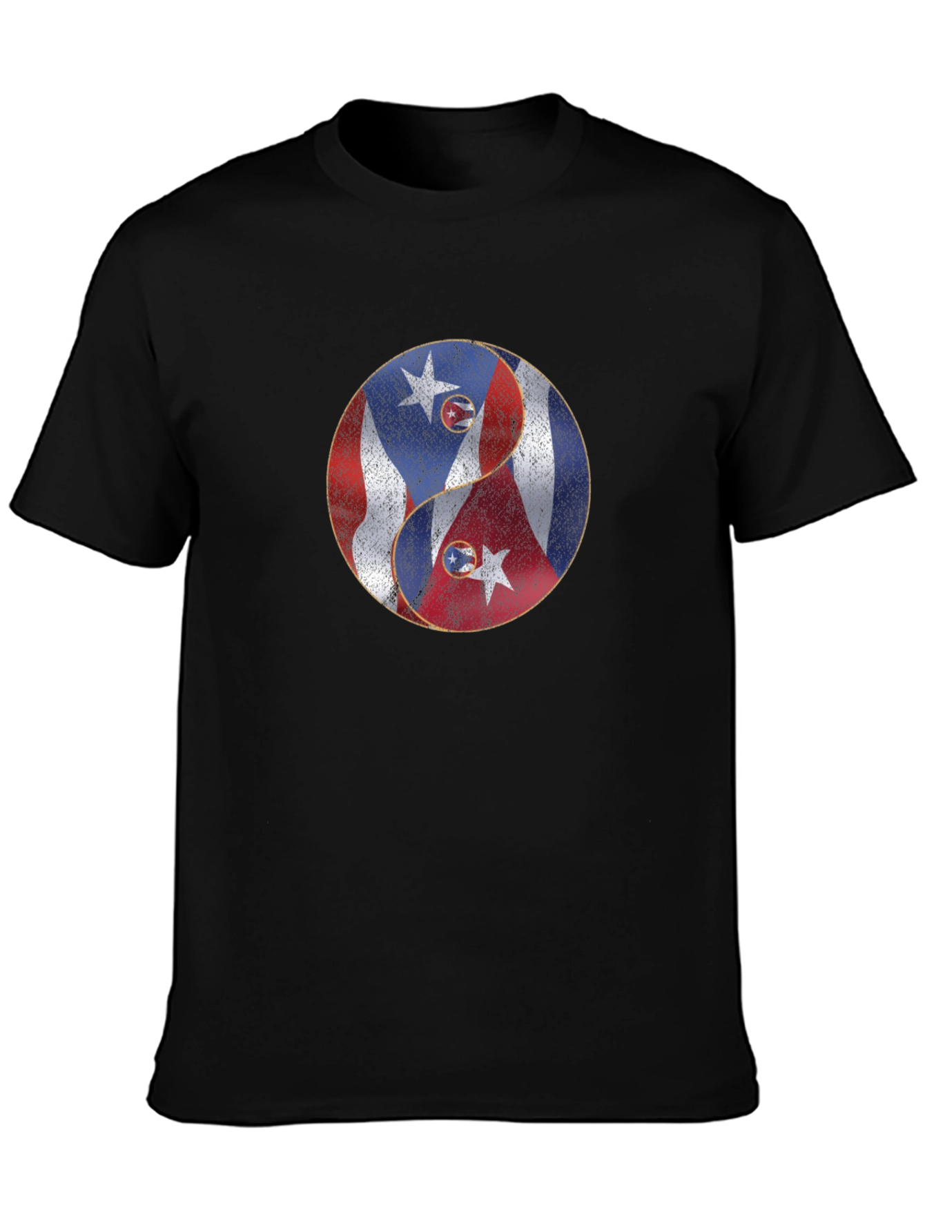 Yin Yang Puerto Rico Cuba Flag Graphic T-Shirt