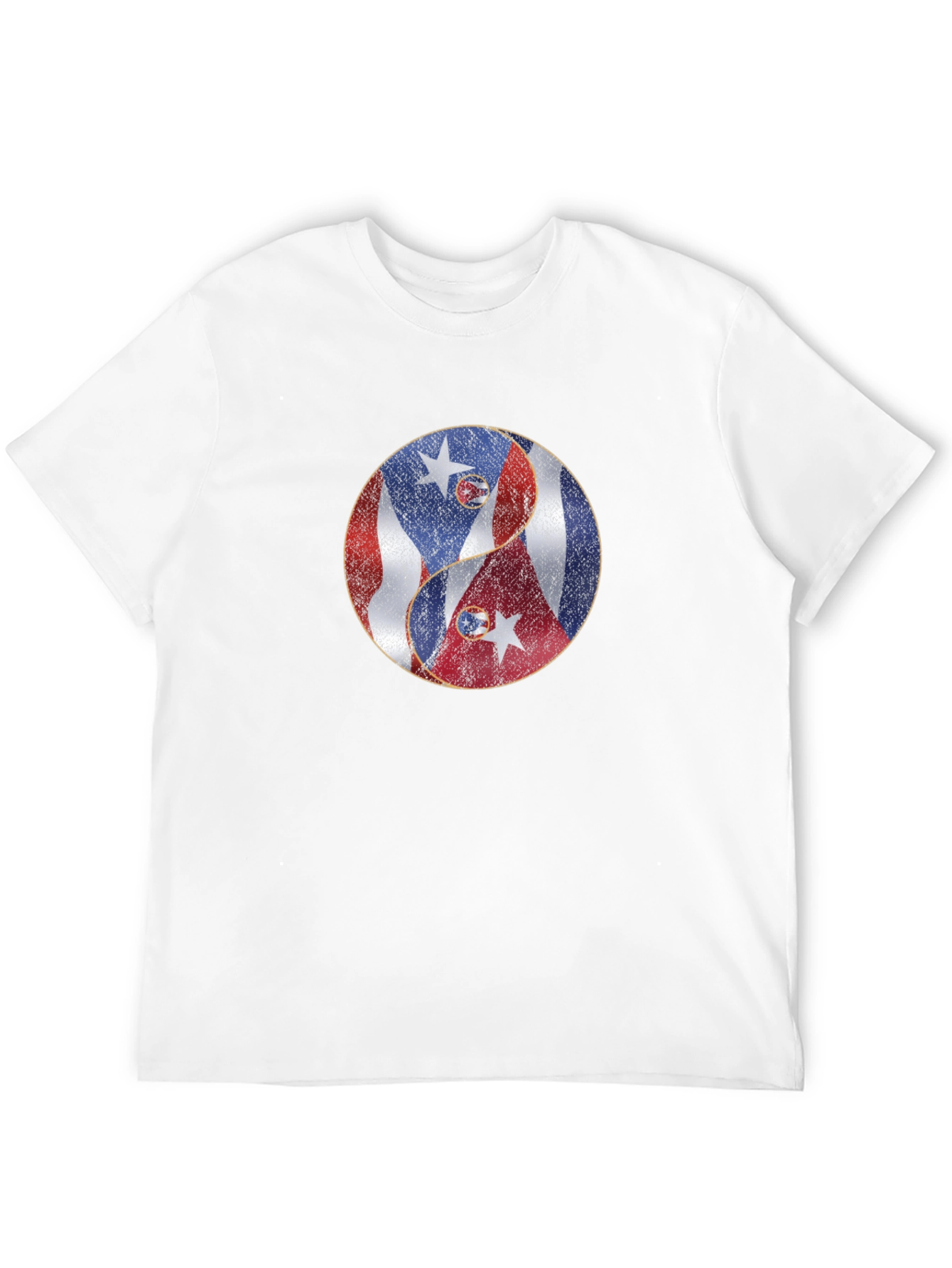 Yin Yang Puerto Rico Cuba Flag Graphic T-Shirt
