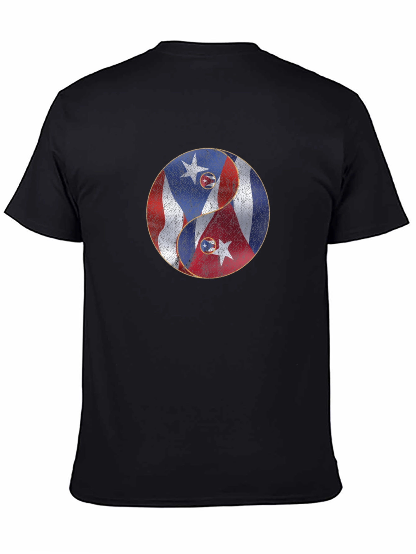 Yin Yang Puerto Rico Cuba Flag Graphic T-Shirt