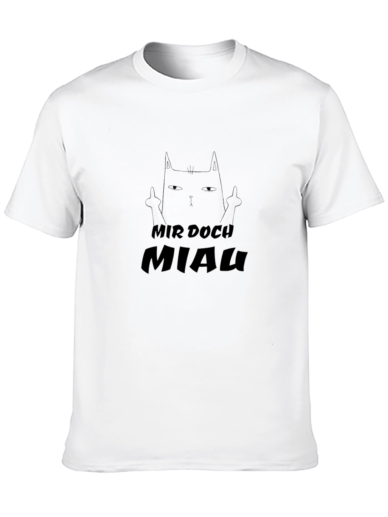 Black T-Shirt with Mir Doch Miau Cat Design