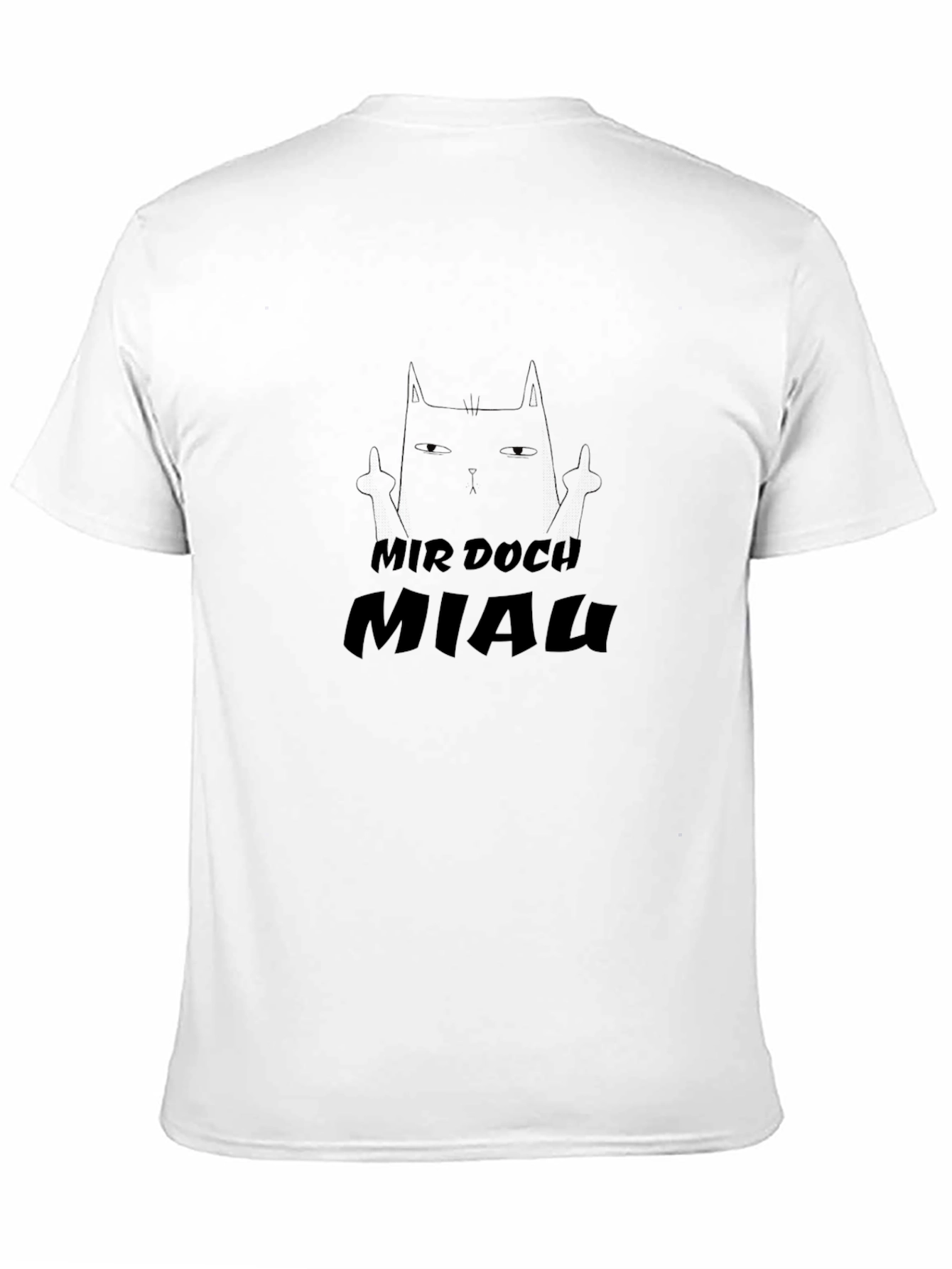 Black T-Shirt with Mir Doch Miau Cat Design
