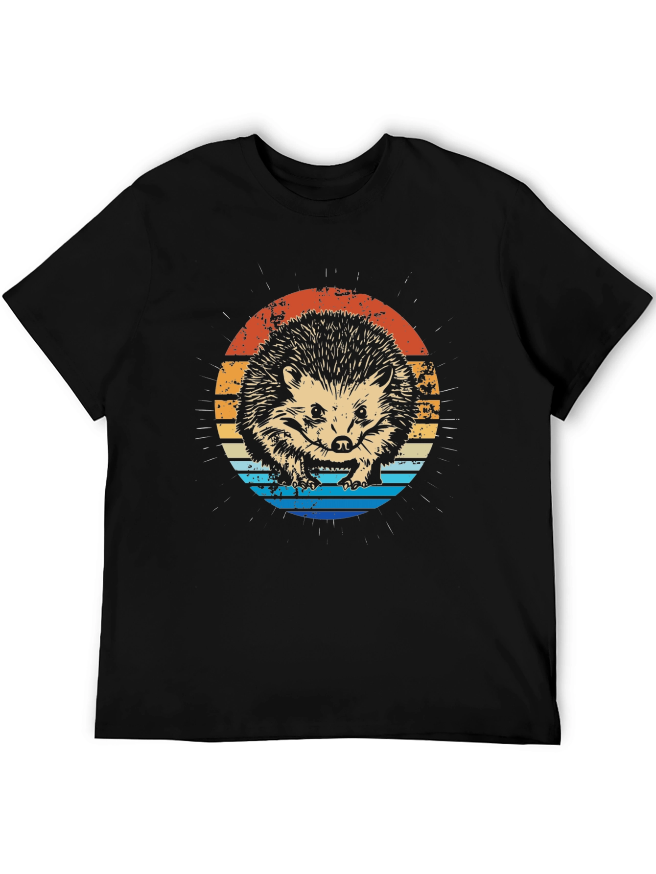 Retro Hedgehog Graphic Tee - Mens Black T-Shirt