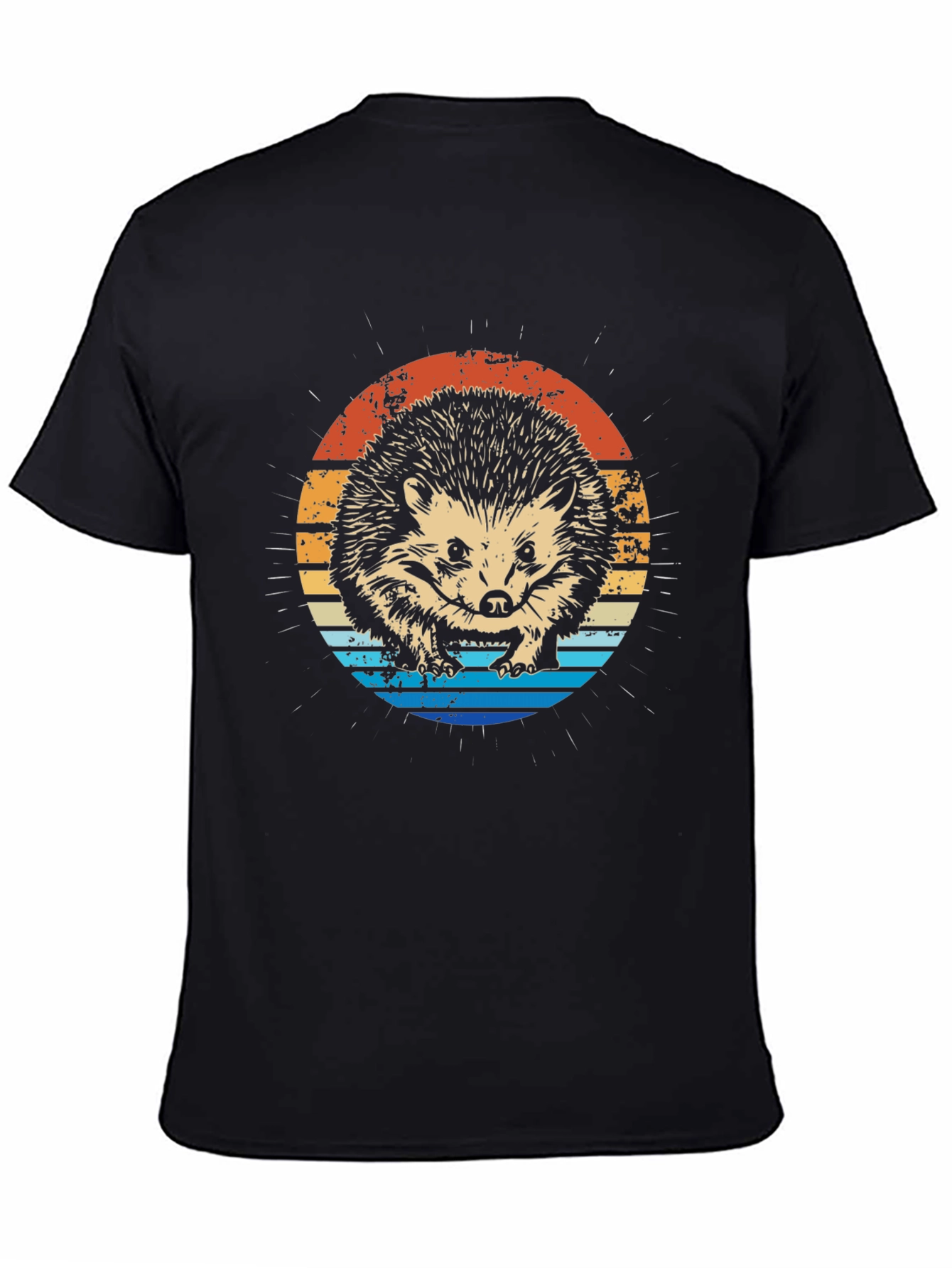 Retro Hedgehog Graphic Tee - Mens Black T-Shirt