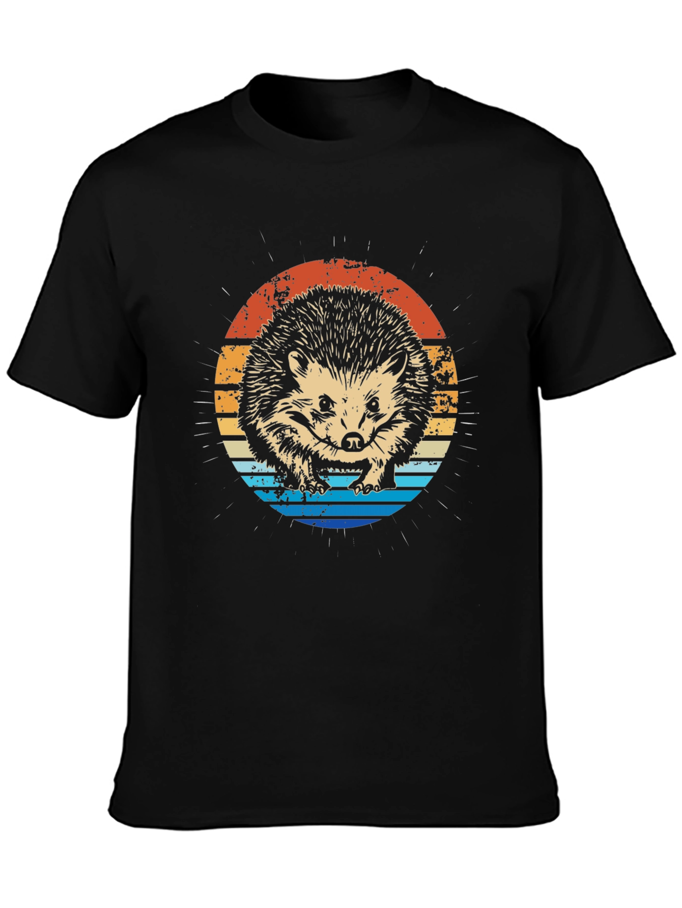 Retro Hedgehog Graphic Tee - Mens Black T-Shirt
