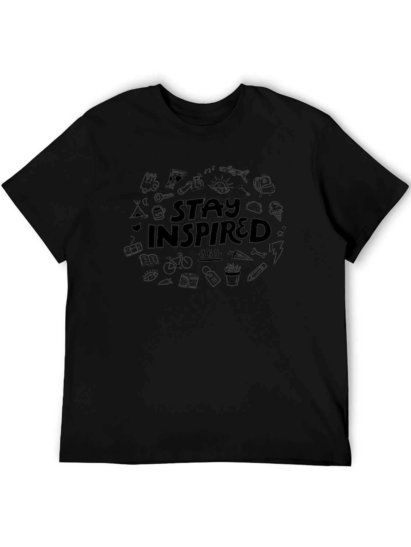 Stay Inspired Black Graphic T-Shirt