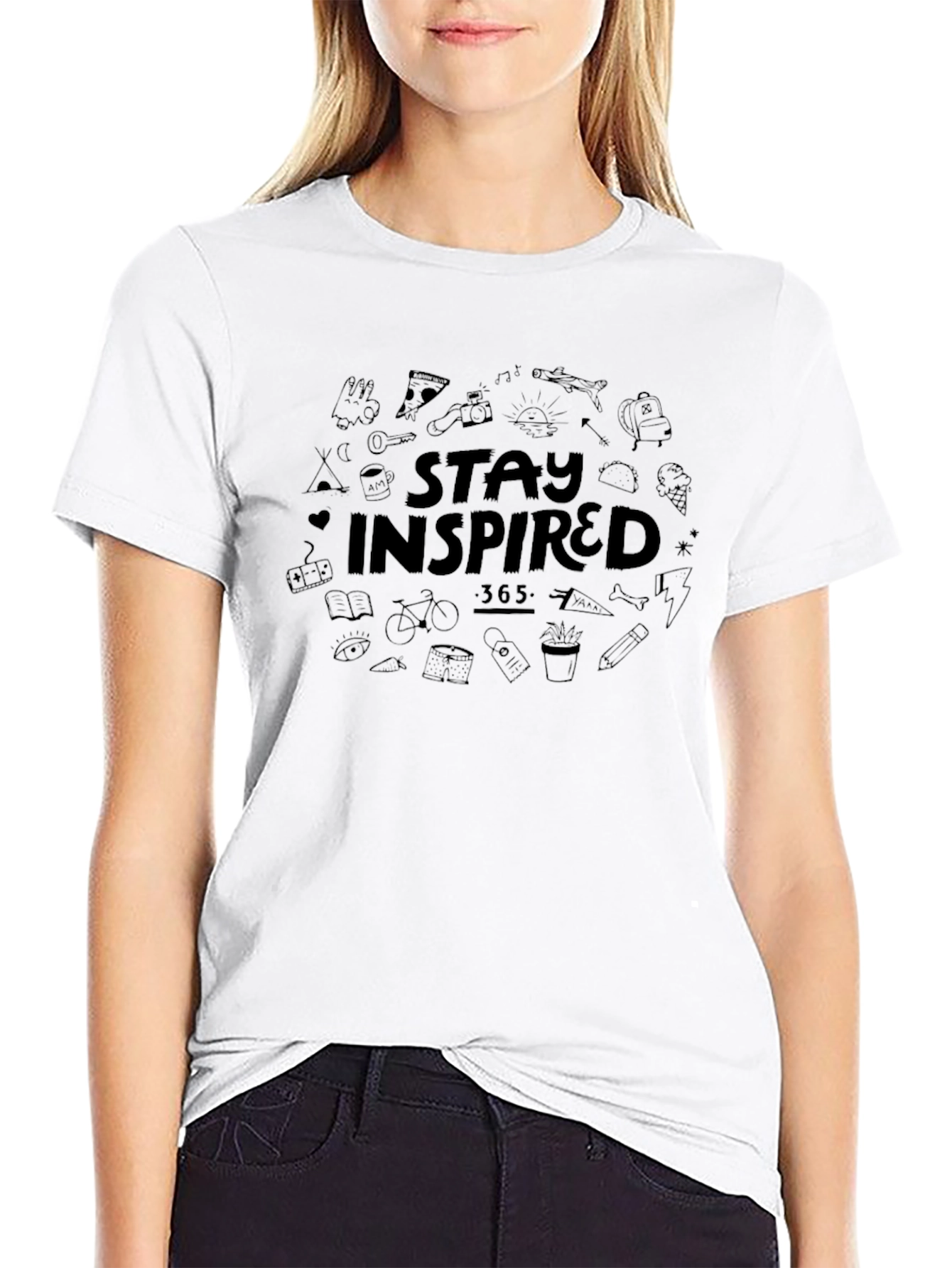 Stay Inspired Black Graphic T-Shirt