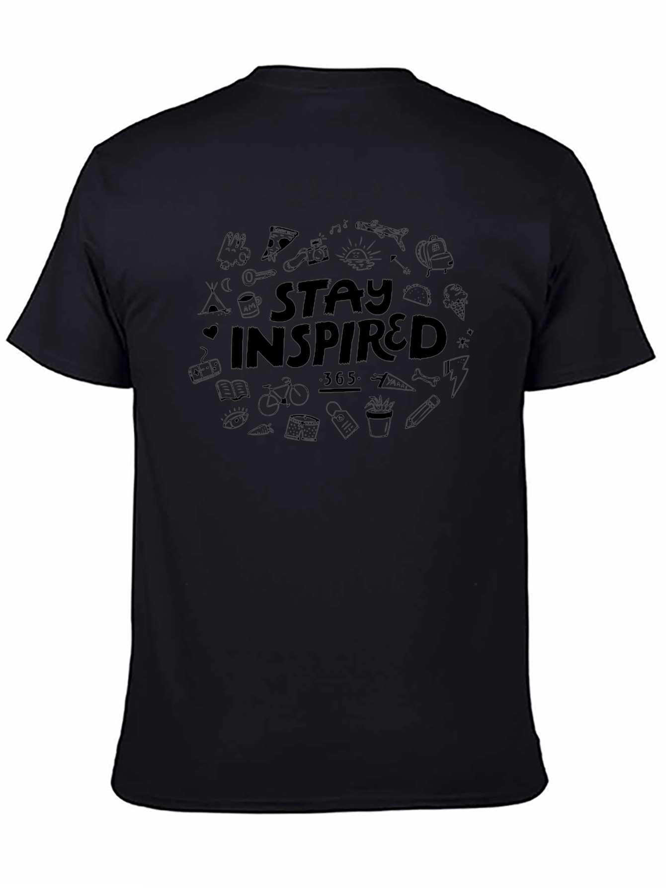 Stay Inspired Black Graphic T-Shirt