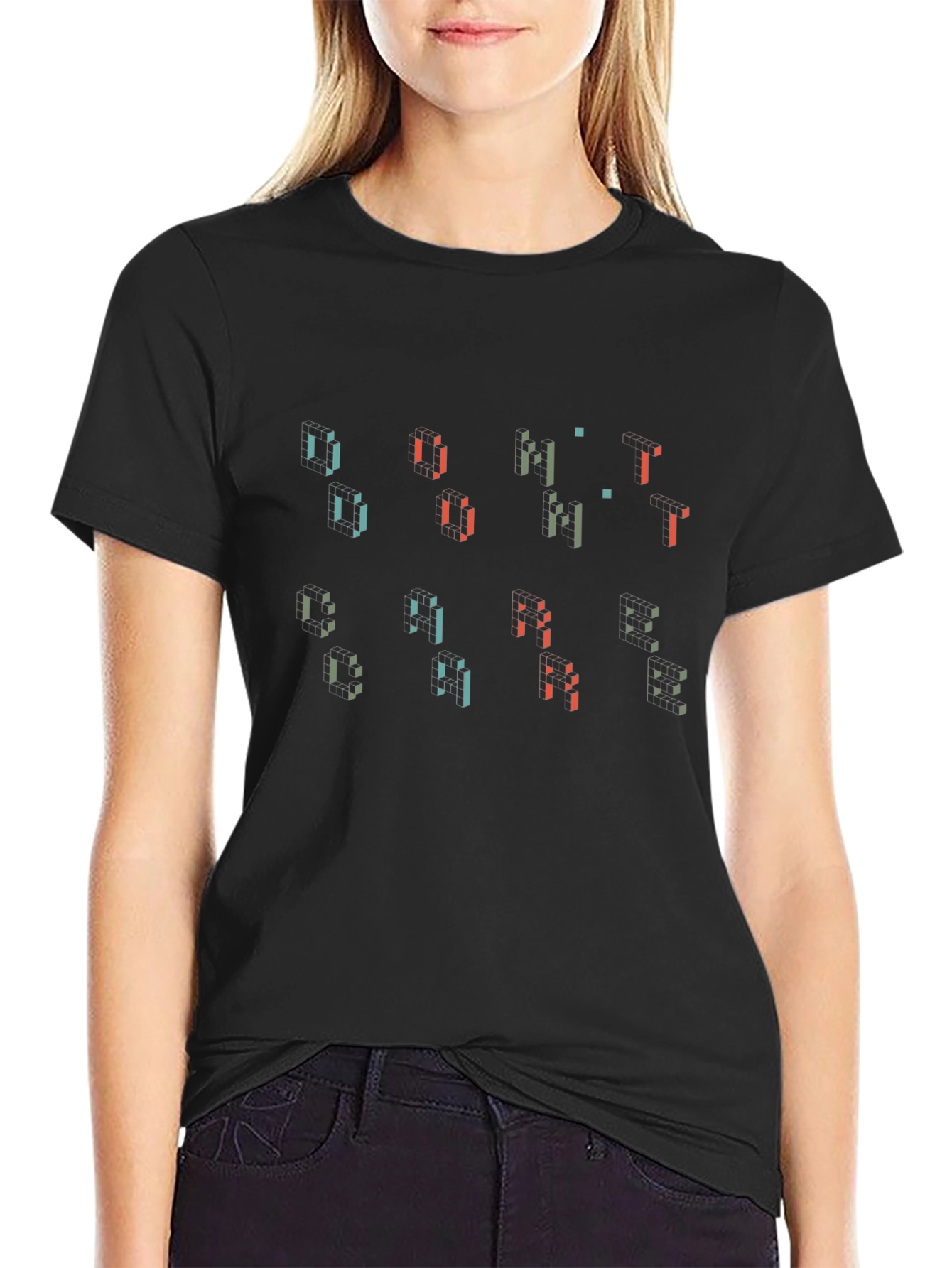 Abstract Geometric Patterned Black T-Shirt