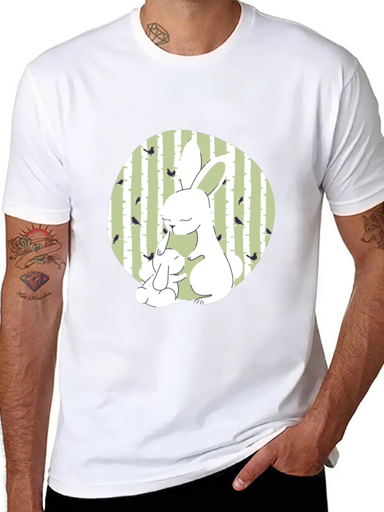 Cute Bunny Graphic Tee - Nature Inspired Design
