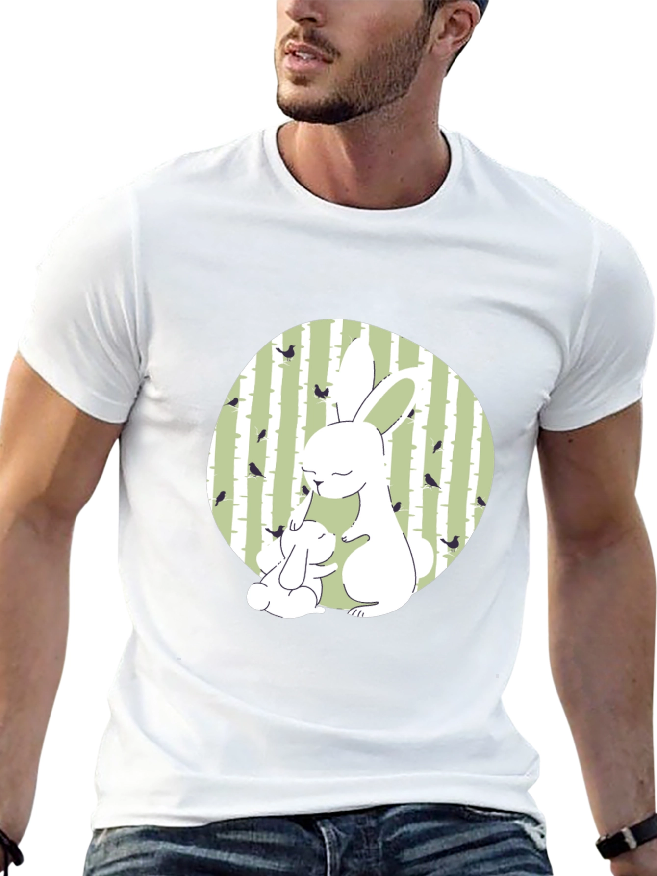 Cute Bunny Graphic Tee - Nature Inspired Design