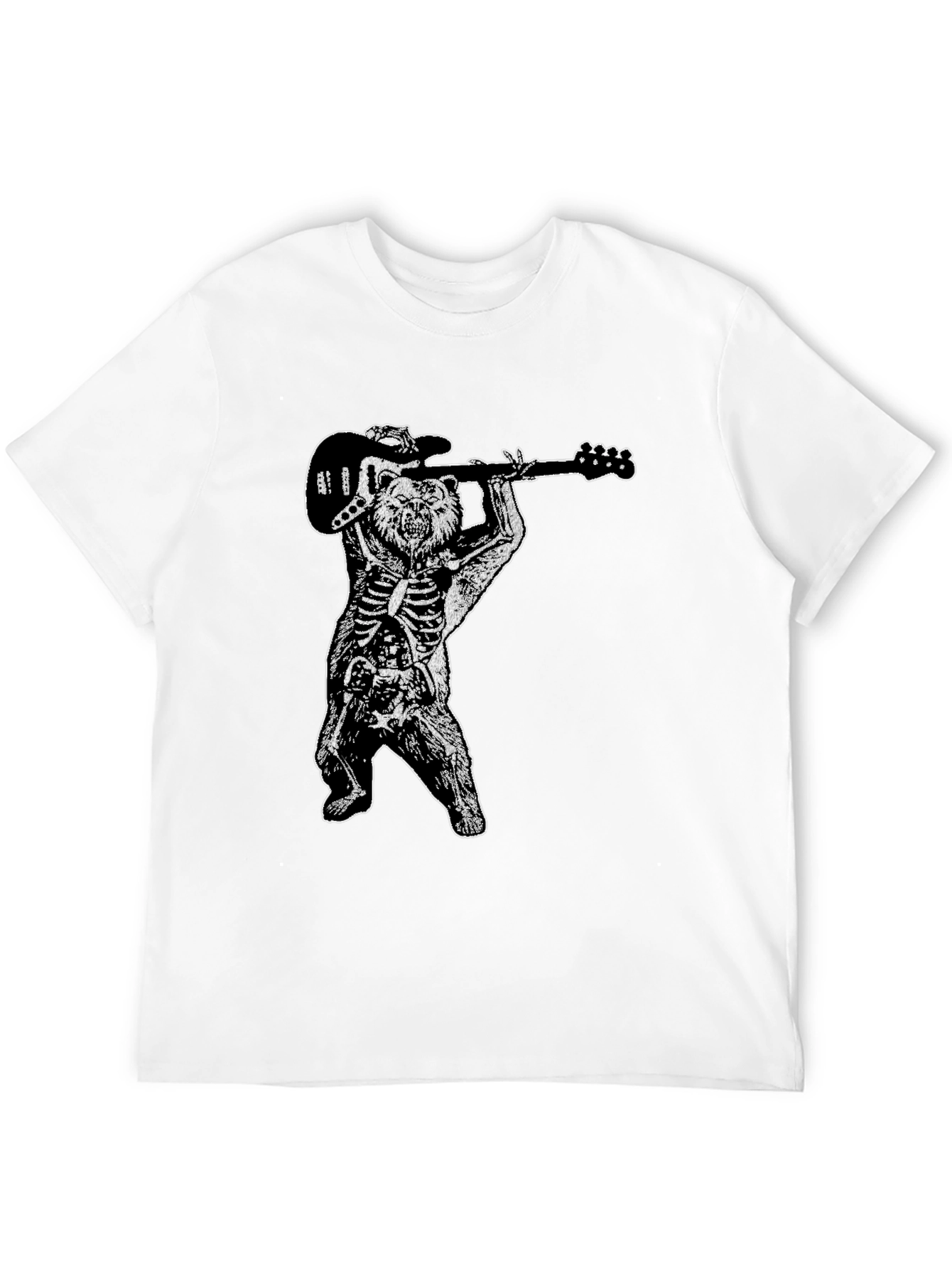 Bear Skeleton Rock Band Graphic Tee