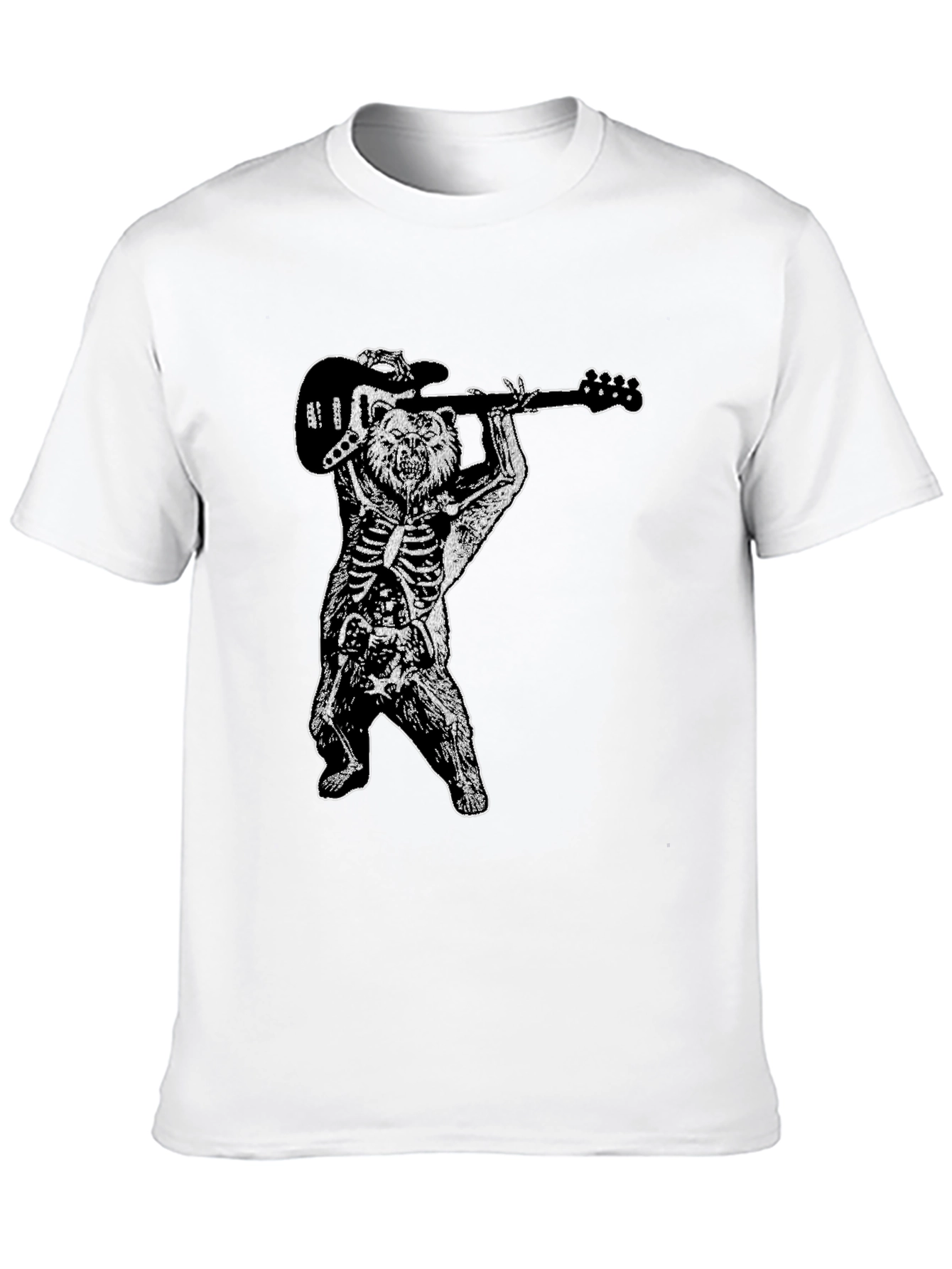 Bear Skeleton Rock Band Graphic Tee