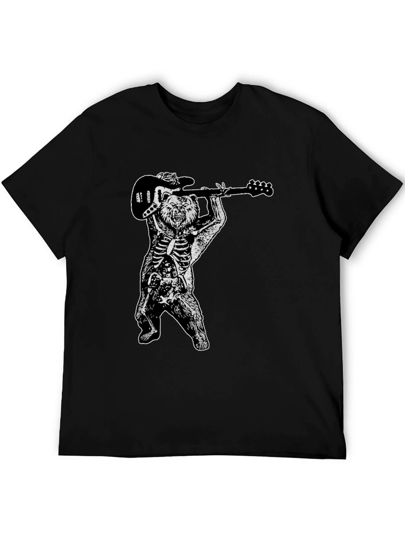 Bear Skeleton Rock Band Graphic Tee