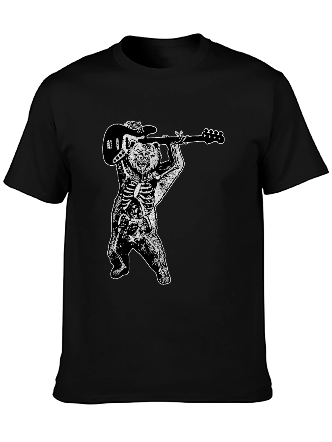 Bear Skeleton Rock Band Graphic Tee
